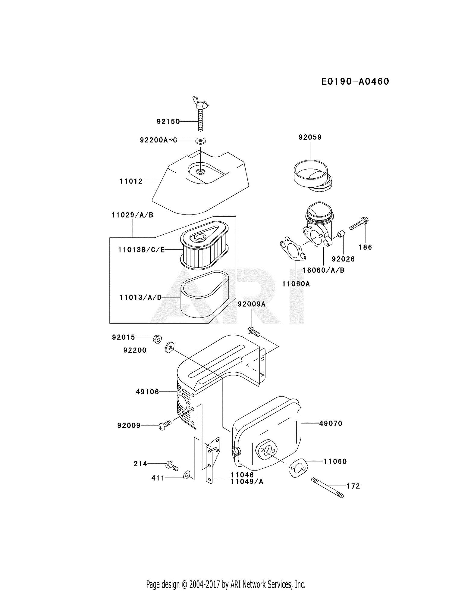 Kawasaki FC150V-HS10 4 Stroke Engine FC150V Parts Diagram for AIR ...