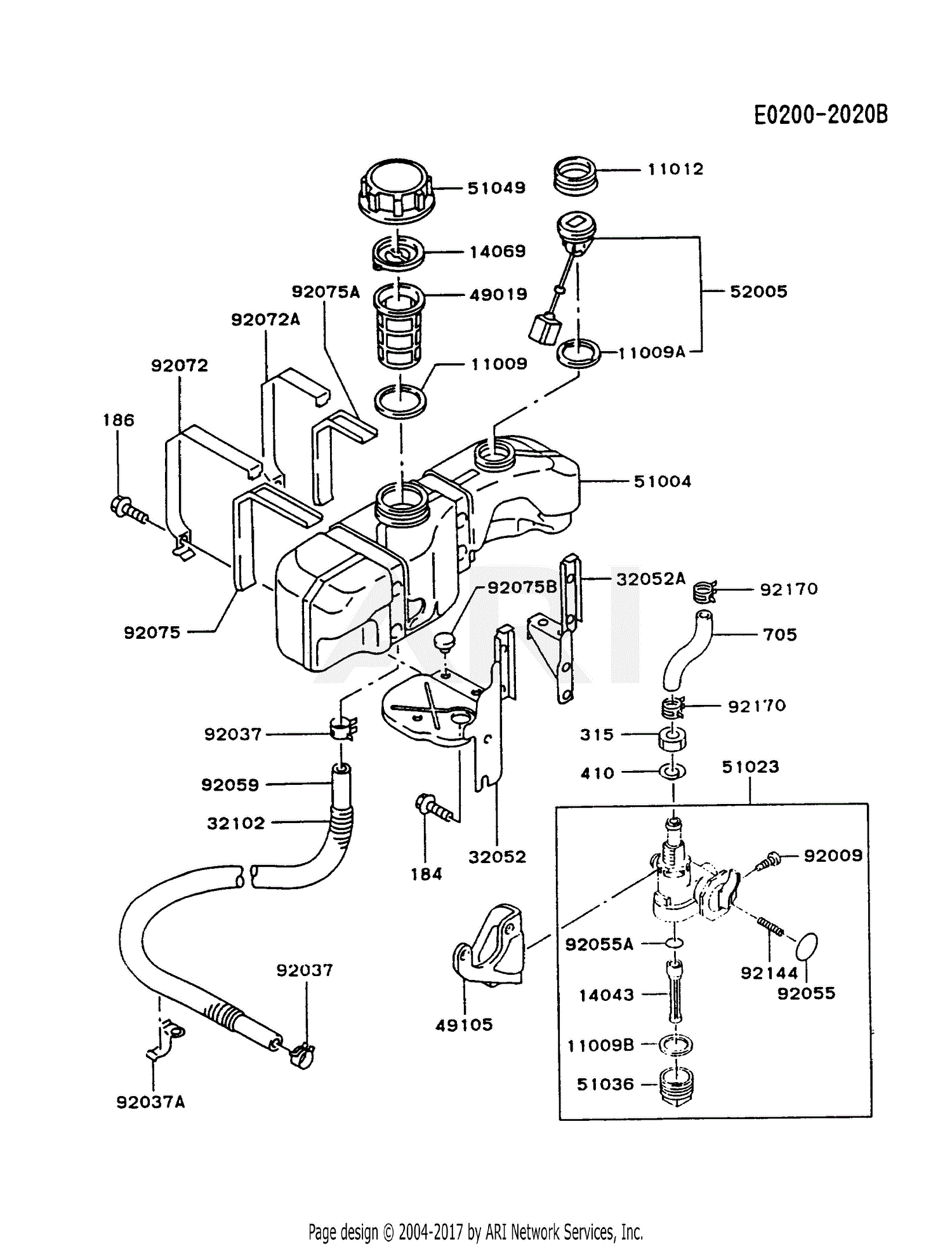 Kawasaki Fc290v As13 4 Stroke Engine Fc290v Parts Diagram For Fuel Tank Fuel Valve