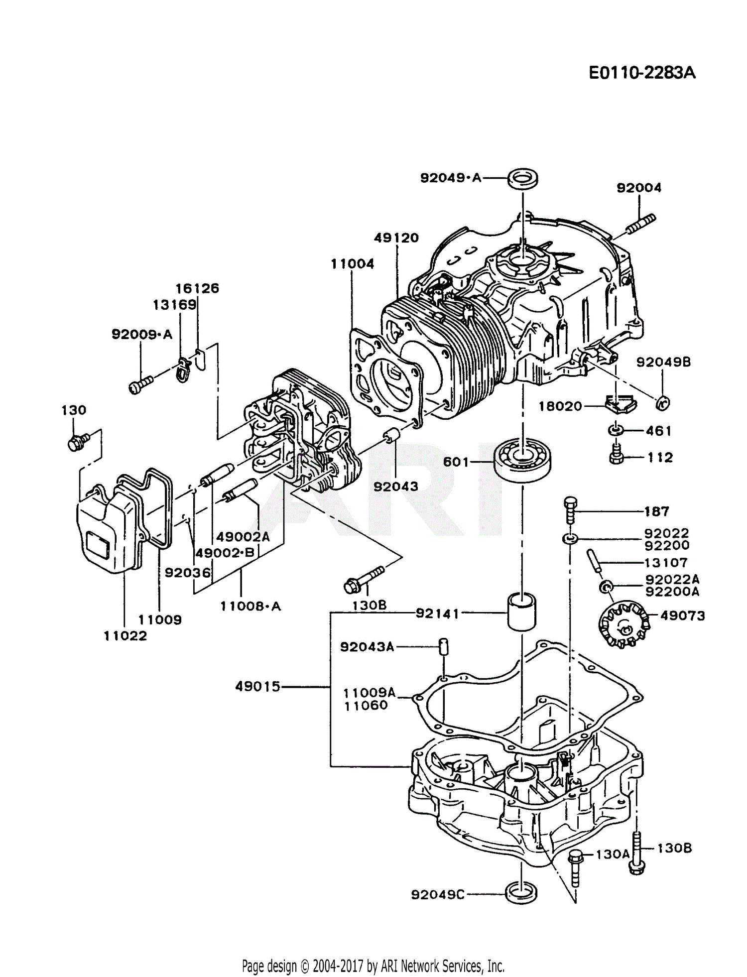 Kawasaki FC290V-BS05 4 Stroke Engine FC290V Parts Diagram for CYLINDER ...