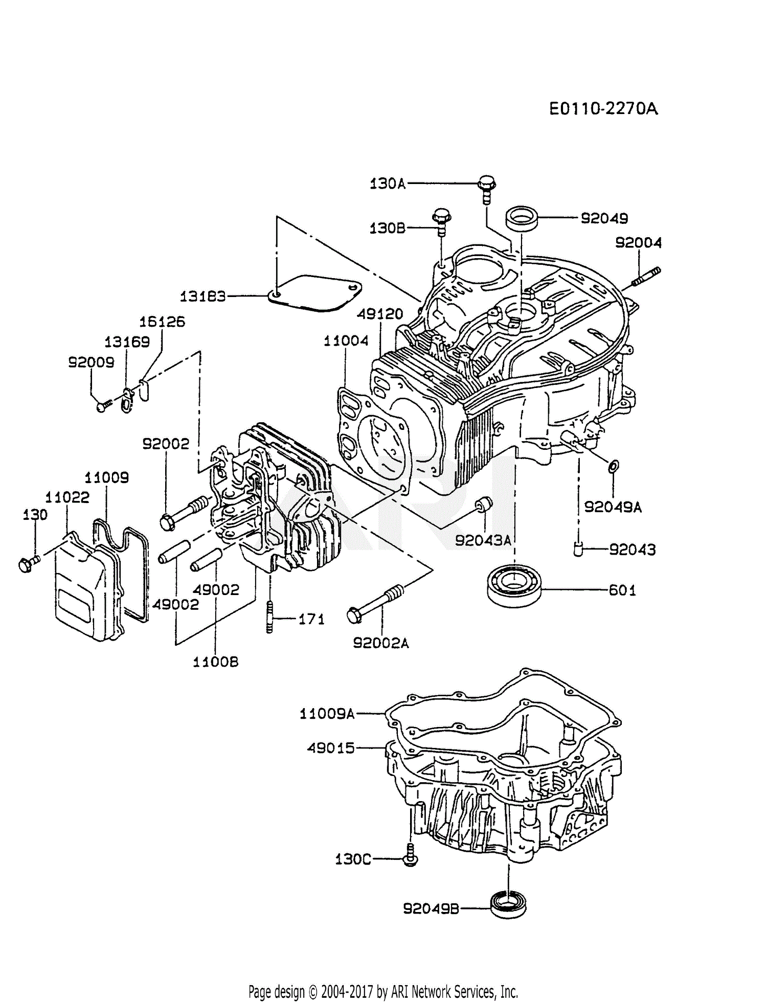 Kawasaki FC400VAS03 4 Stroke Engine FC400V Parts Diagram for CYLINDER/CRANKCASE