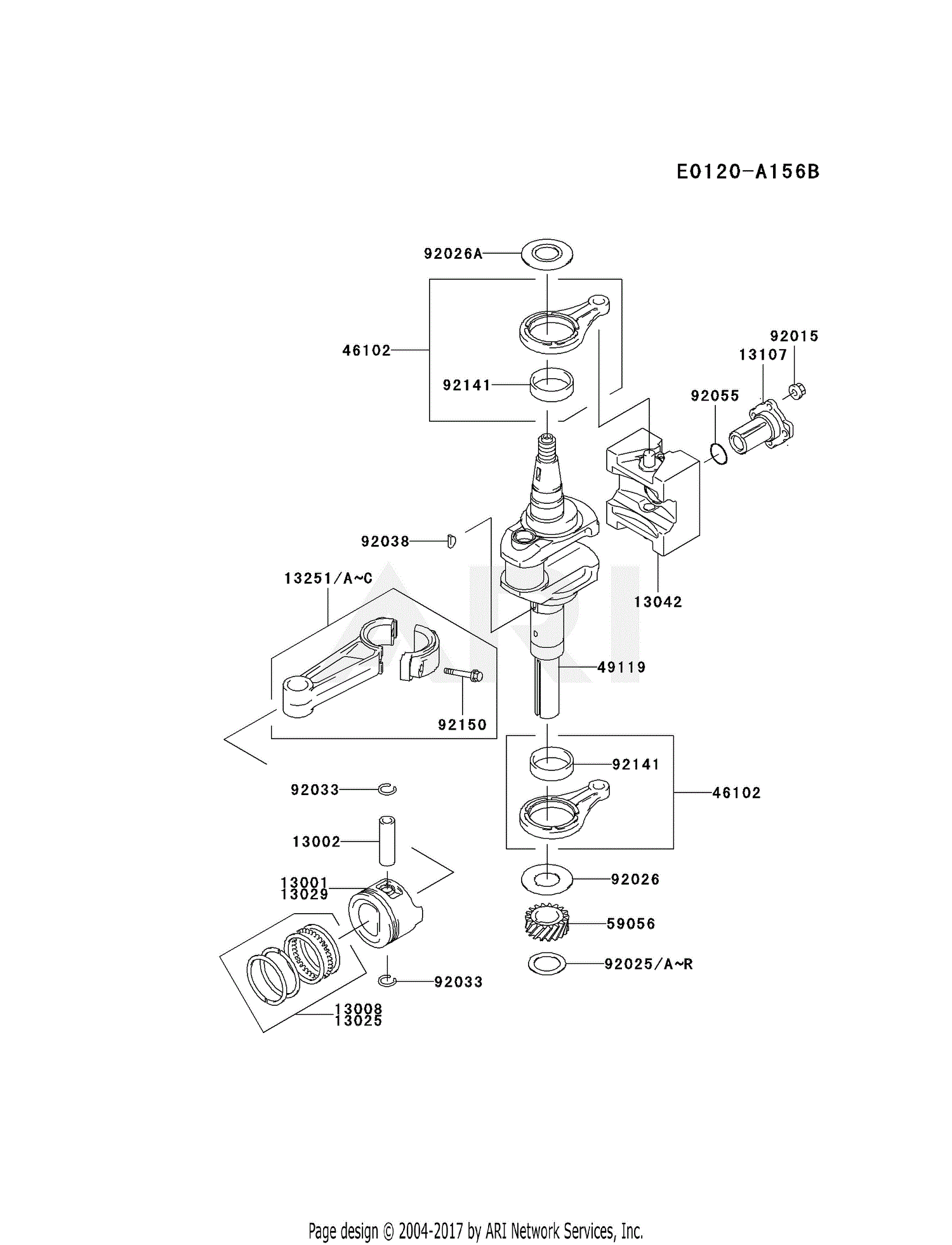 Kawasaki FC420V-AS26 4 Stroke Engine FC420V Parts Diagram for PISTON
