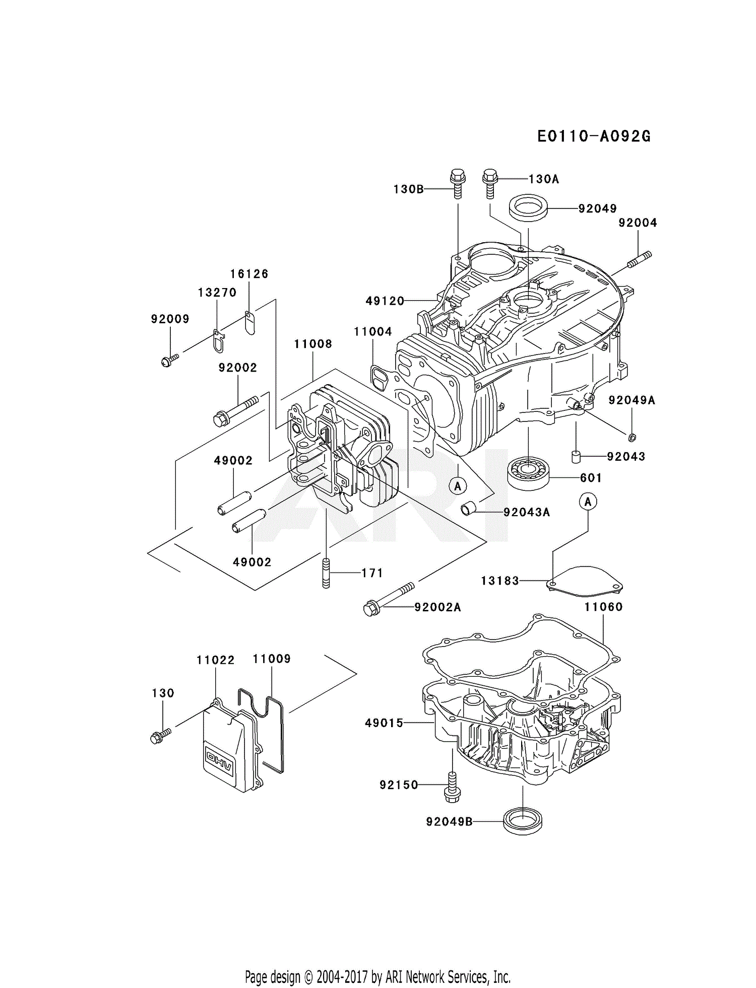 Kawasaki FC420V-AS27 4 Stroke Engine FC420V Parts Diagram for CYLINDER ...