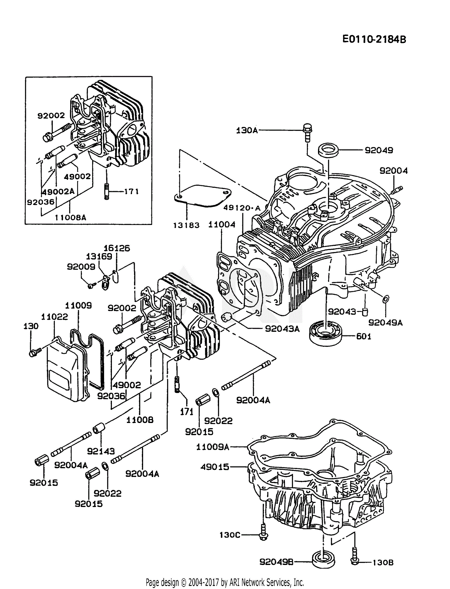 Kawasaki FC420V-BS02 4 Stroke Engine FC420V Parts Diagram for CYLINDER ...