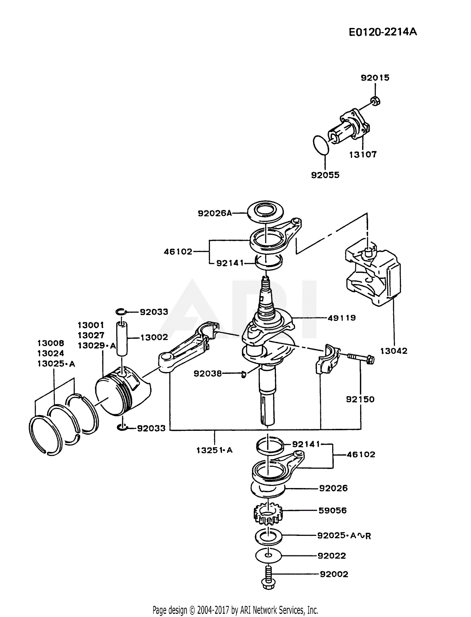 Kawasaki FC420V-BS14 4 Stroke Engine FC420V Parts Diagram for PISTON