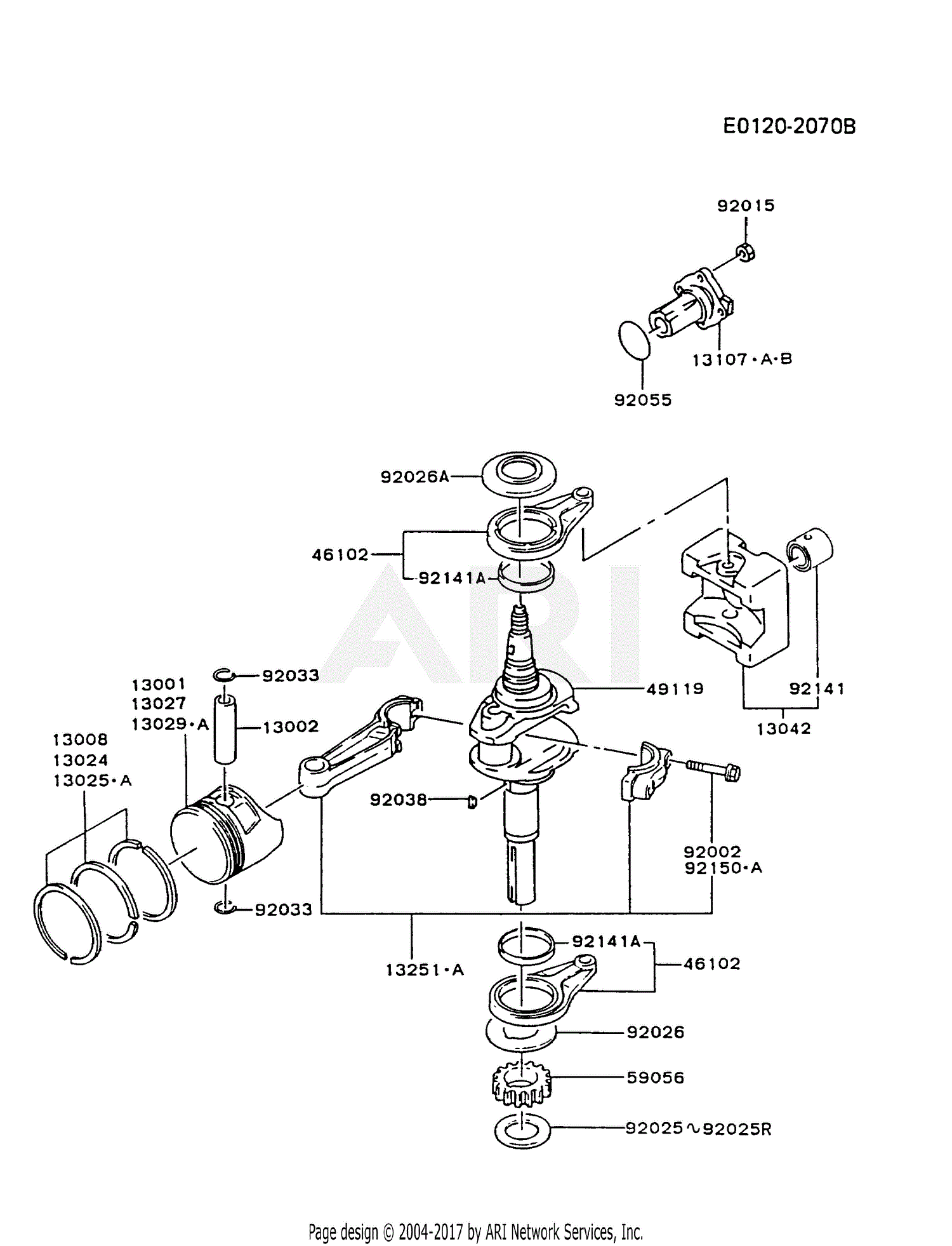 Kawasaki FC420V-CS05 4 Stroke Engine FC420V Parts Diagram for PISTON