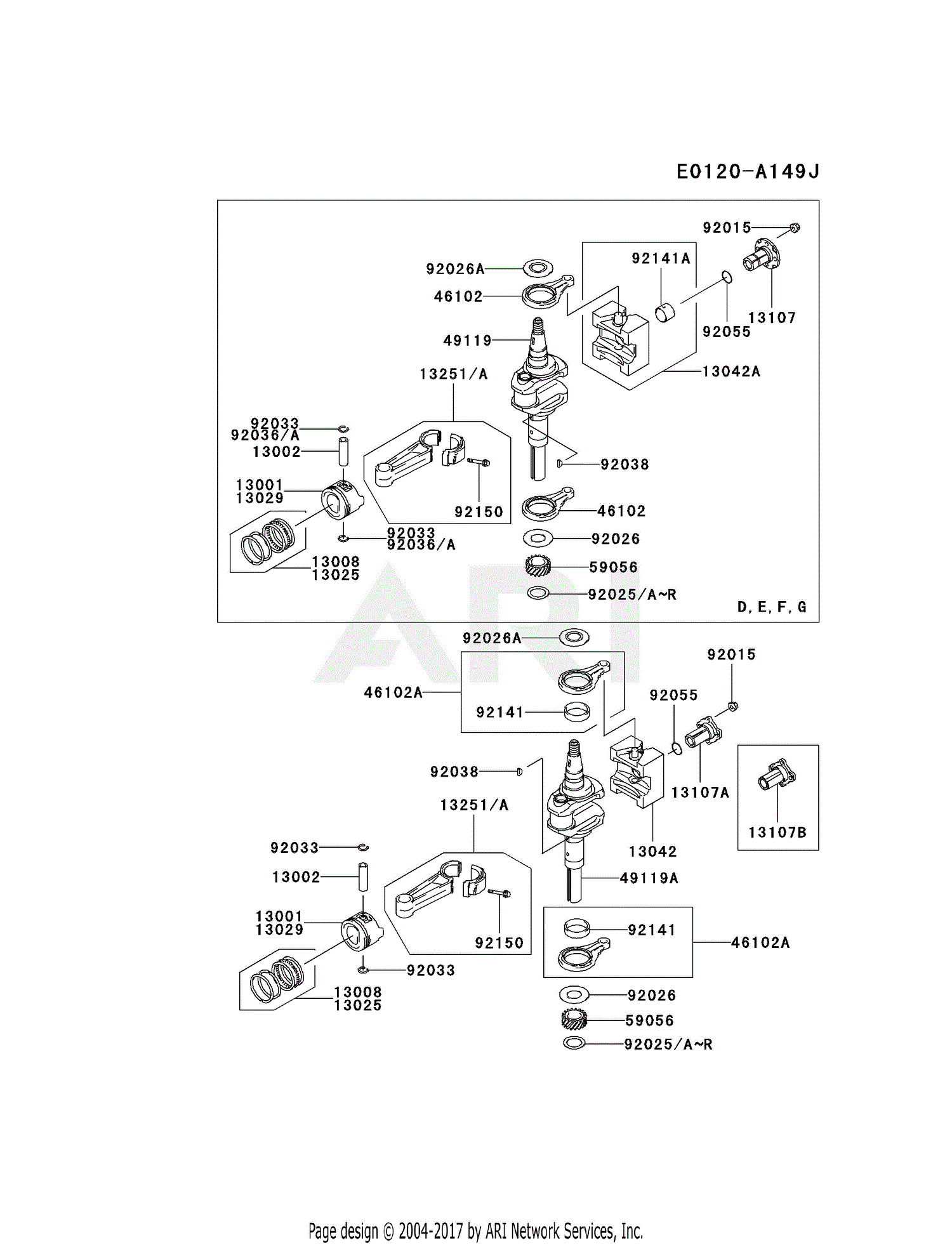 Kawasaki Fc4v Es17 4 Stroke Engine Fc4v Parts Diagram For Piston Crankshaft