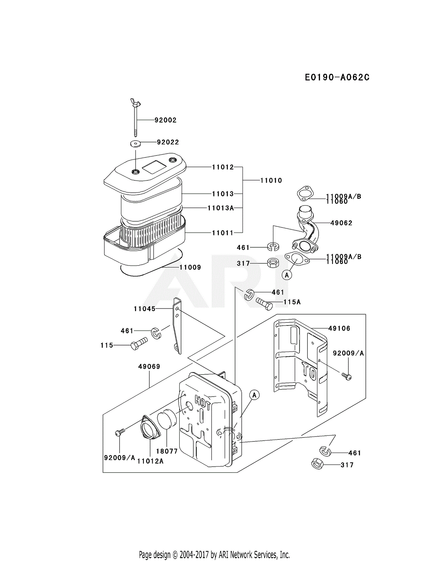 Kawasaki Fc4v Hs01 4 Stroke Engine Fc4v Parts Diagram For Air Filter Muffler