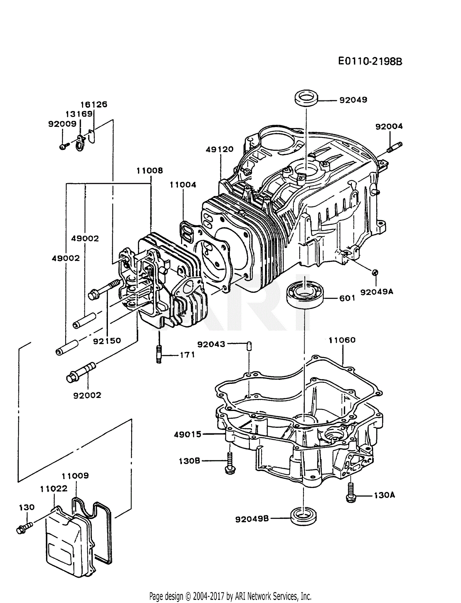 Kawasaki Fc540v As13 4 Stroke Engine Fc540v Parts Diagram For Cylinder Crankcase