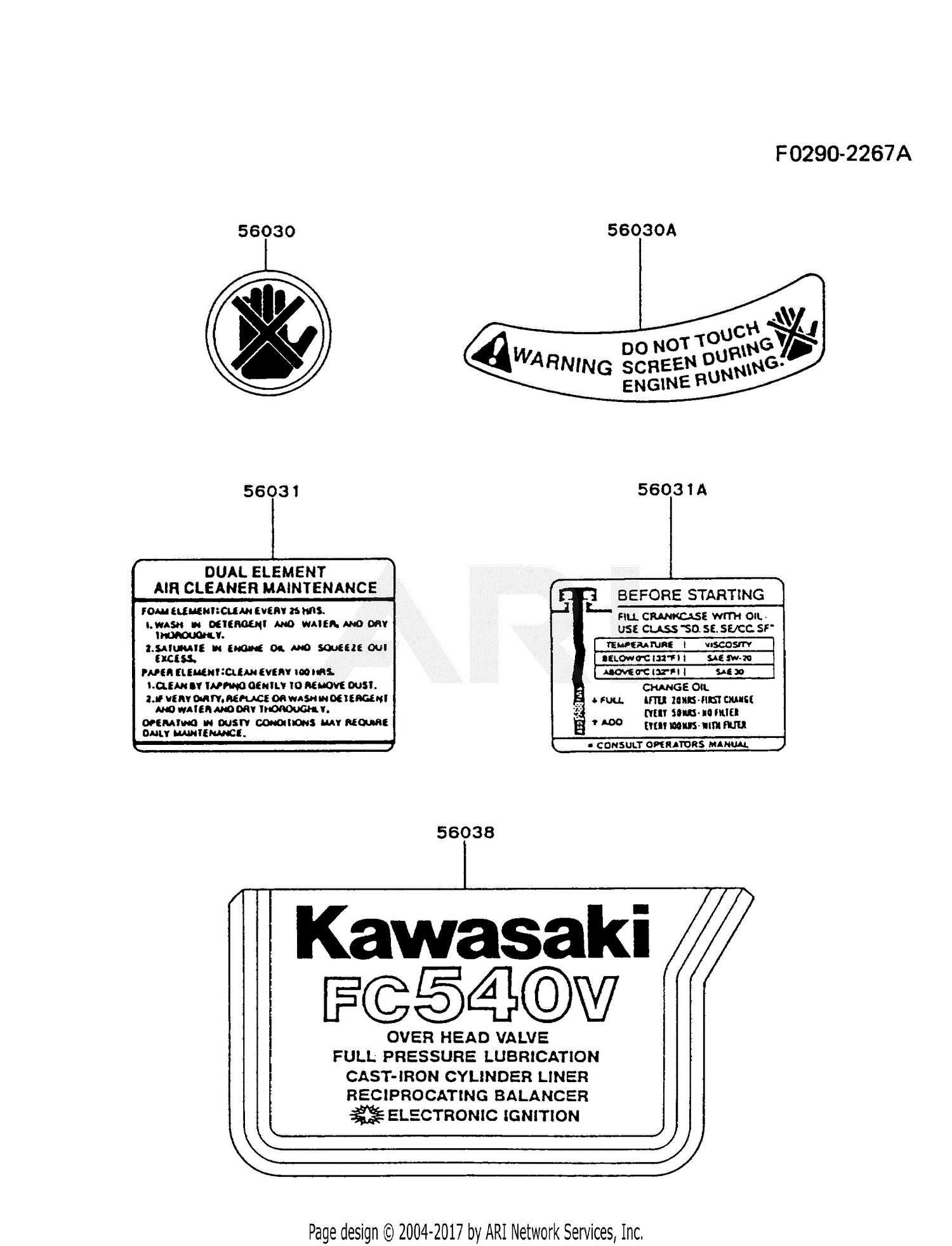 Kawasaki FC540V-AS13 4 Stroke Engine FC540V Parts Diagram for LABEL