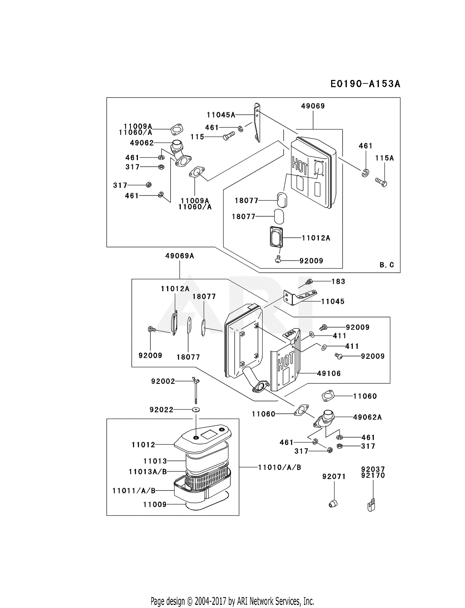 Kawasaki FC540V-BS03 4 Stroke Engine FC540V Parts Diagram for AIR