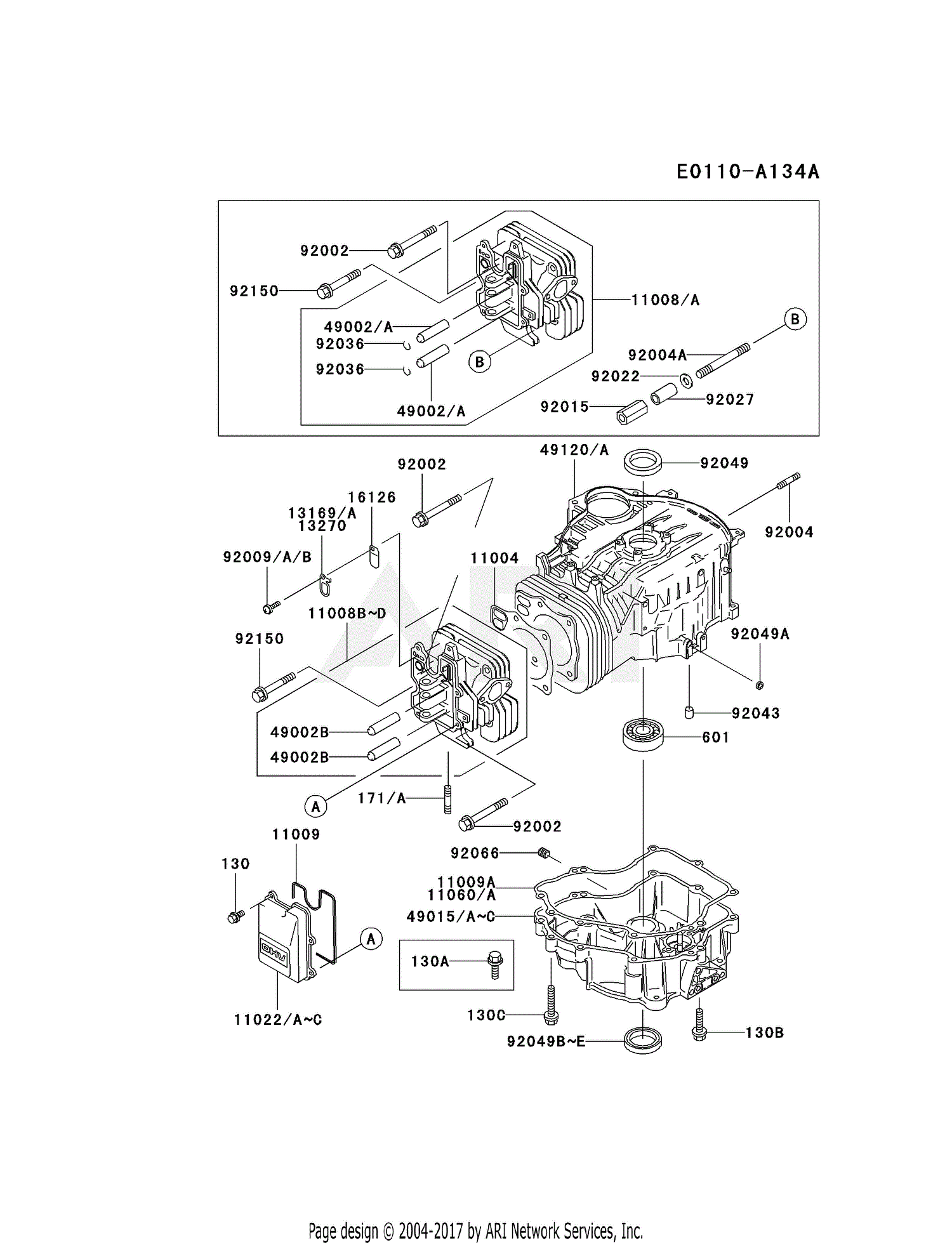 Kawasaki Fc540v Bs03 4 Stroke Engine Fc540v Parts Diagram For Cylinder Crankcase