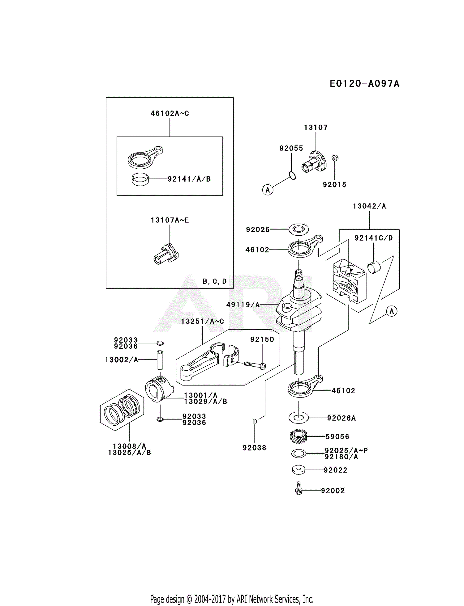 Kawasaki Fc540v Bs03 4 Stroke Engine Fc540v Parts Diagram For Piston Crankshaft