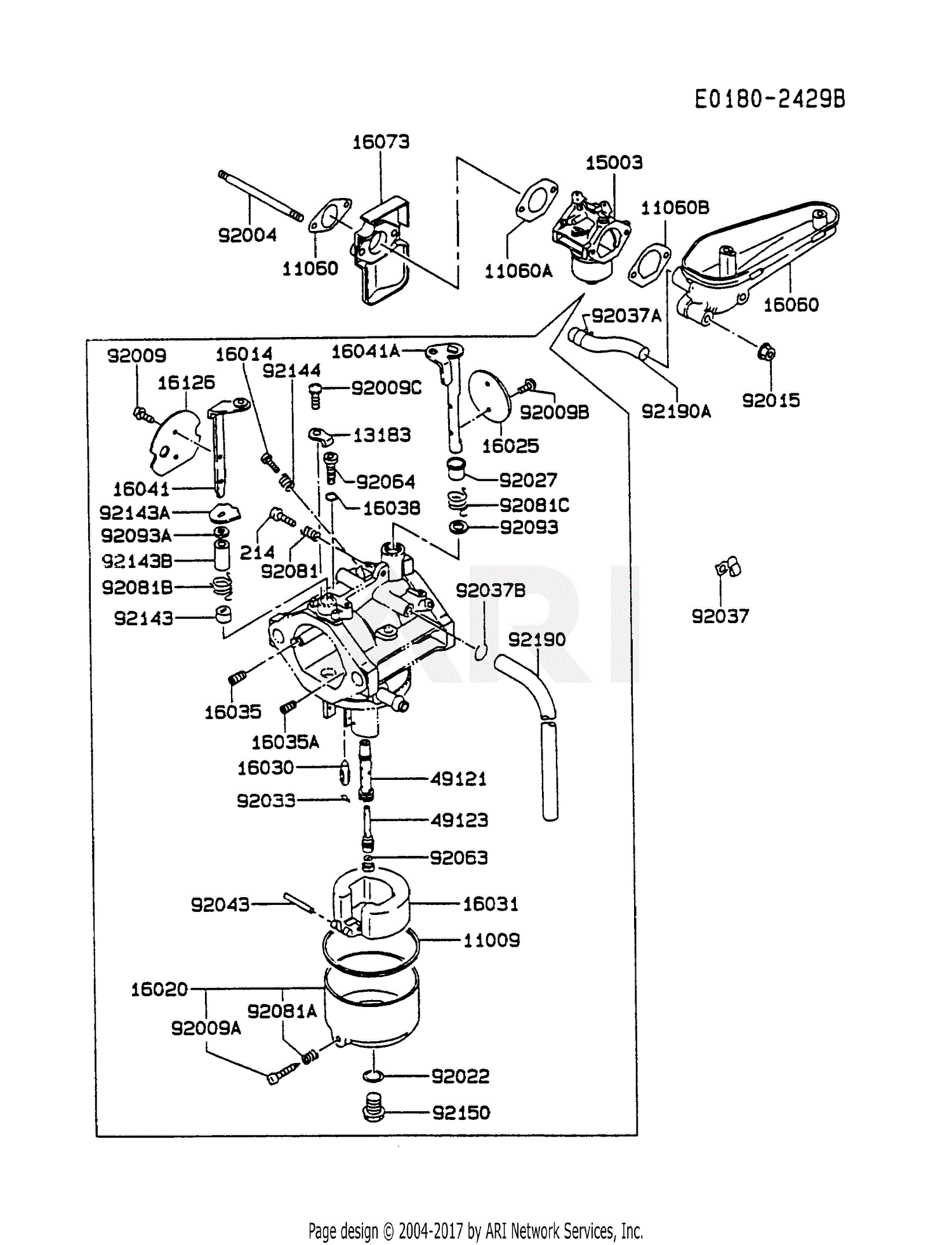 Kawasaki FC540V-BS04 4 Stroke Engine FC540V Parts Diagram for CARBURETOR