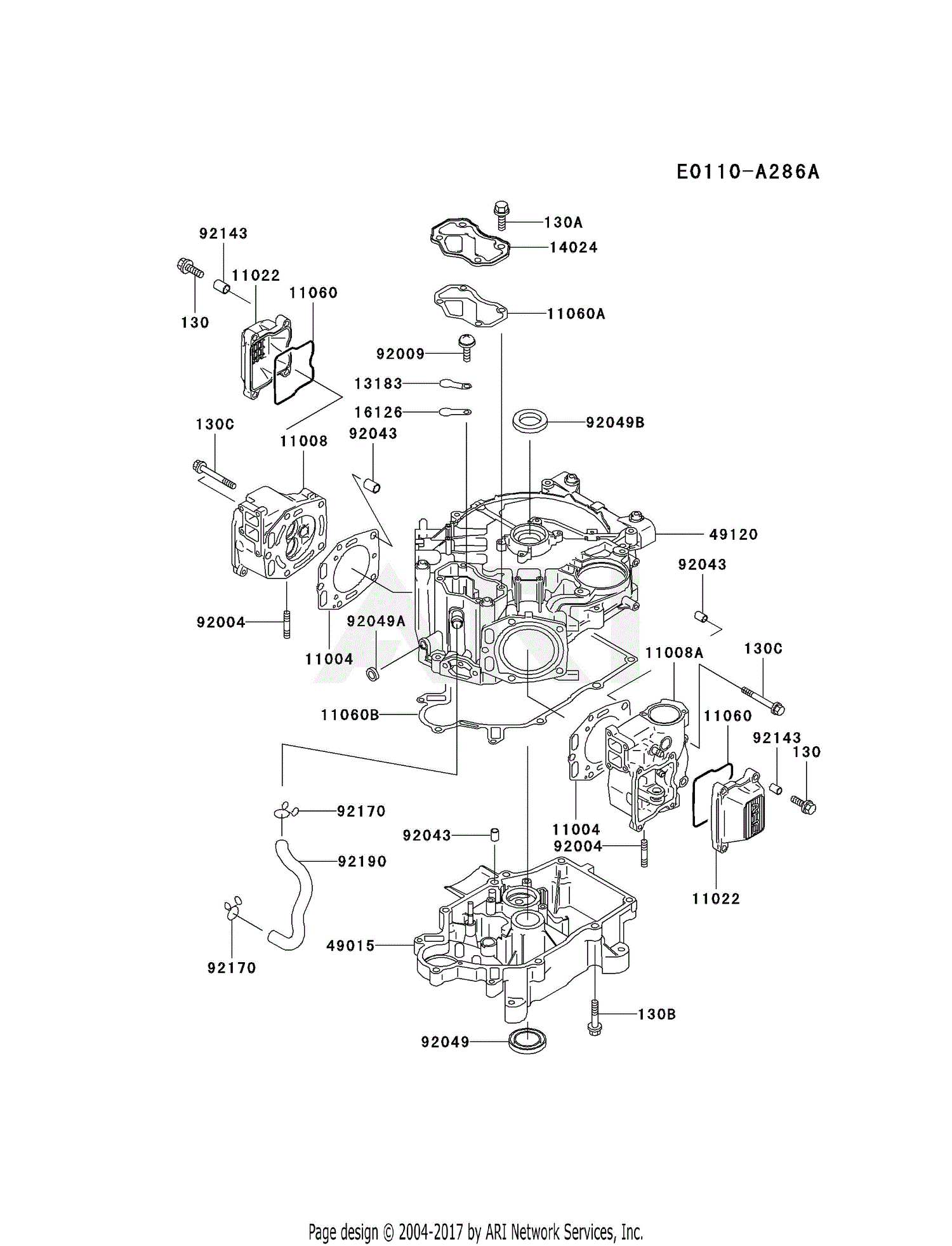 Kawasaki FD501V-AS05 4 Stroke Engine FD501V Parts Diagram for CYLINDER ...