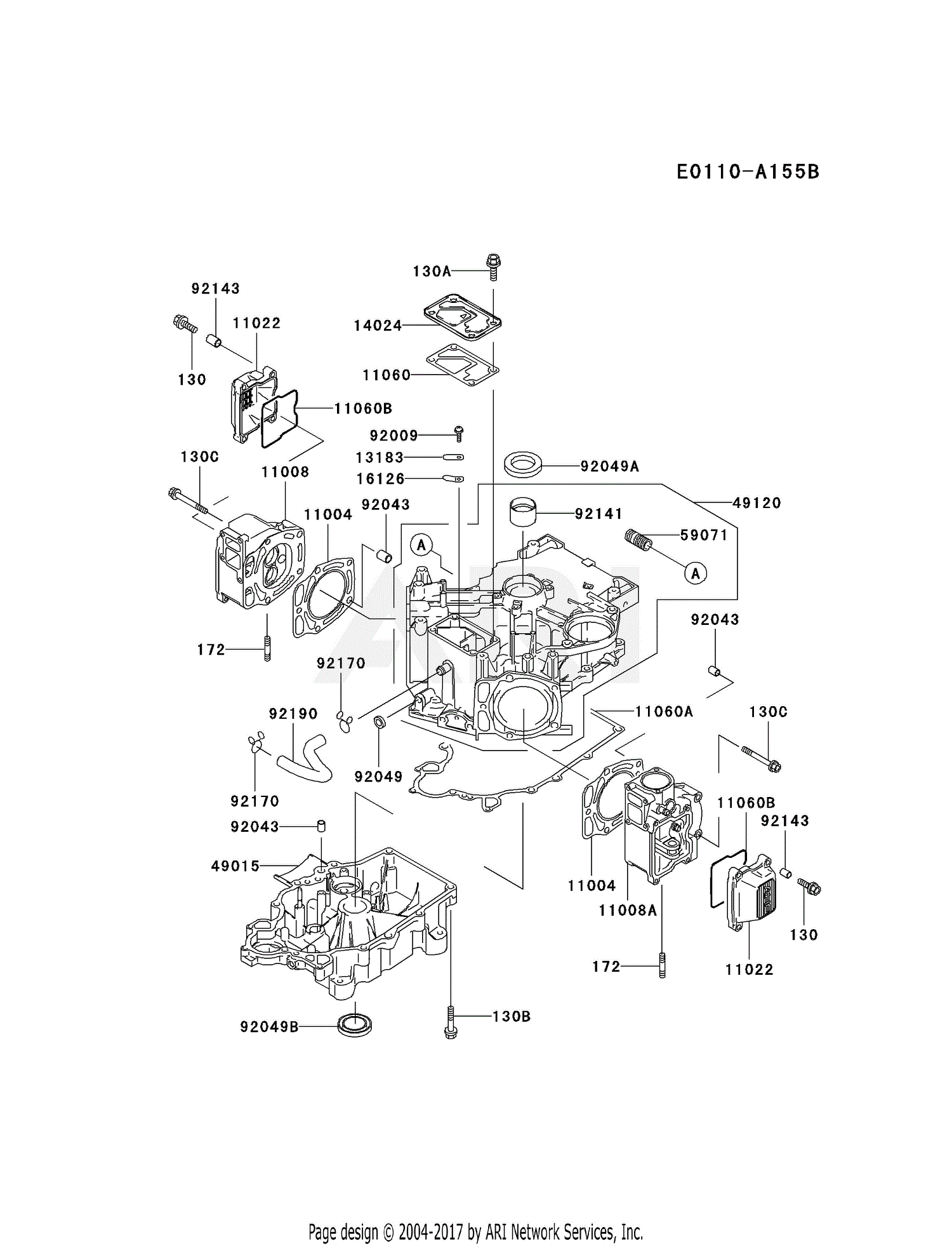 Kawasaki FD590V-BS05 4 Stroke Engine FD590V Parts Diagram for CYLINDER