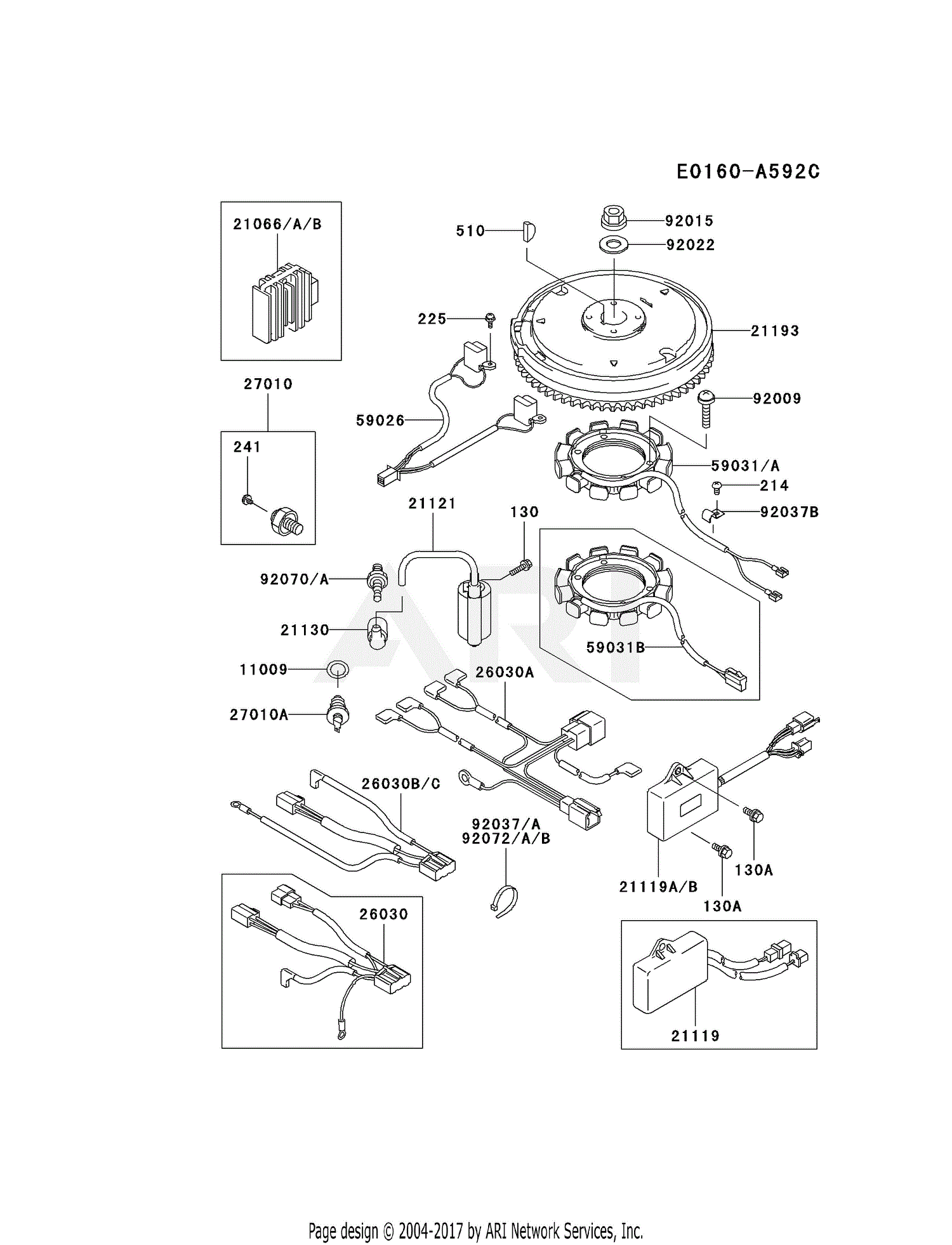 Kawasaki FD590V-ES08 4 Stroke Engine FD590V Parts Diagram for ELECTRIC