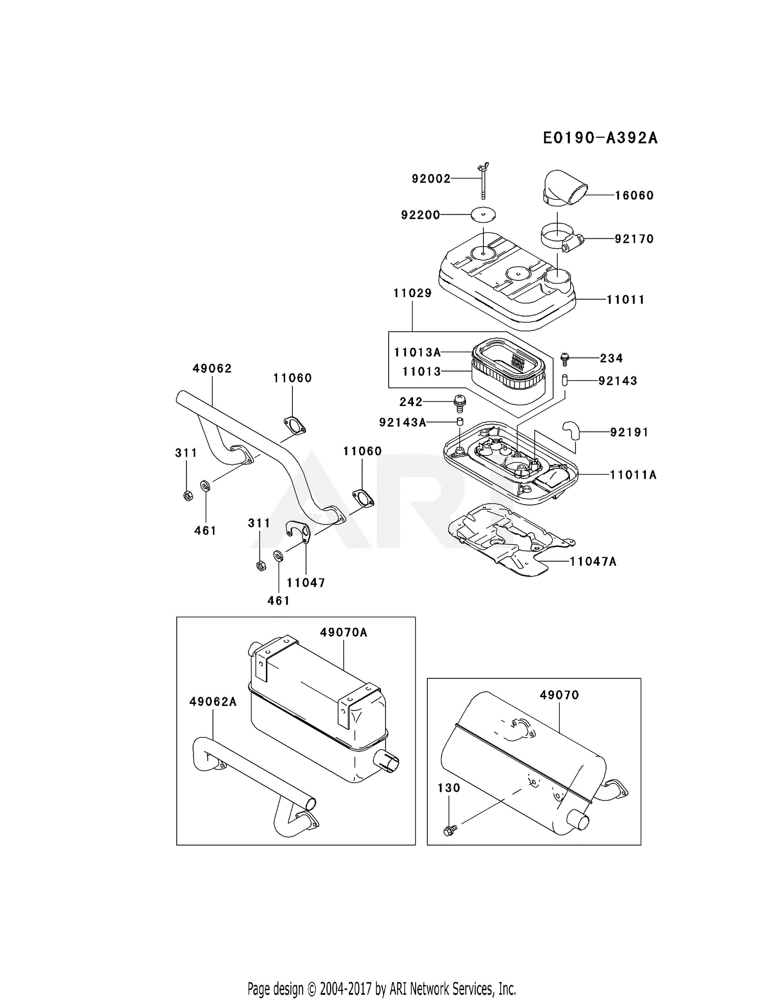 Kawasaki FD620D-BS23 4 Stroke Engine FD620D Parts Diagram for AIR ...