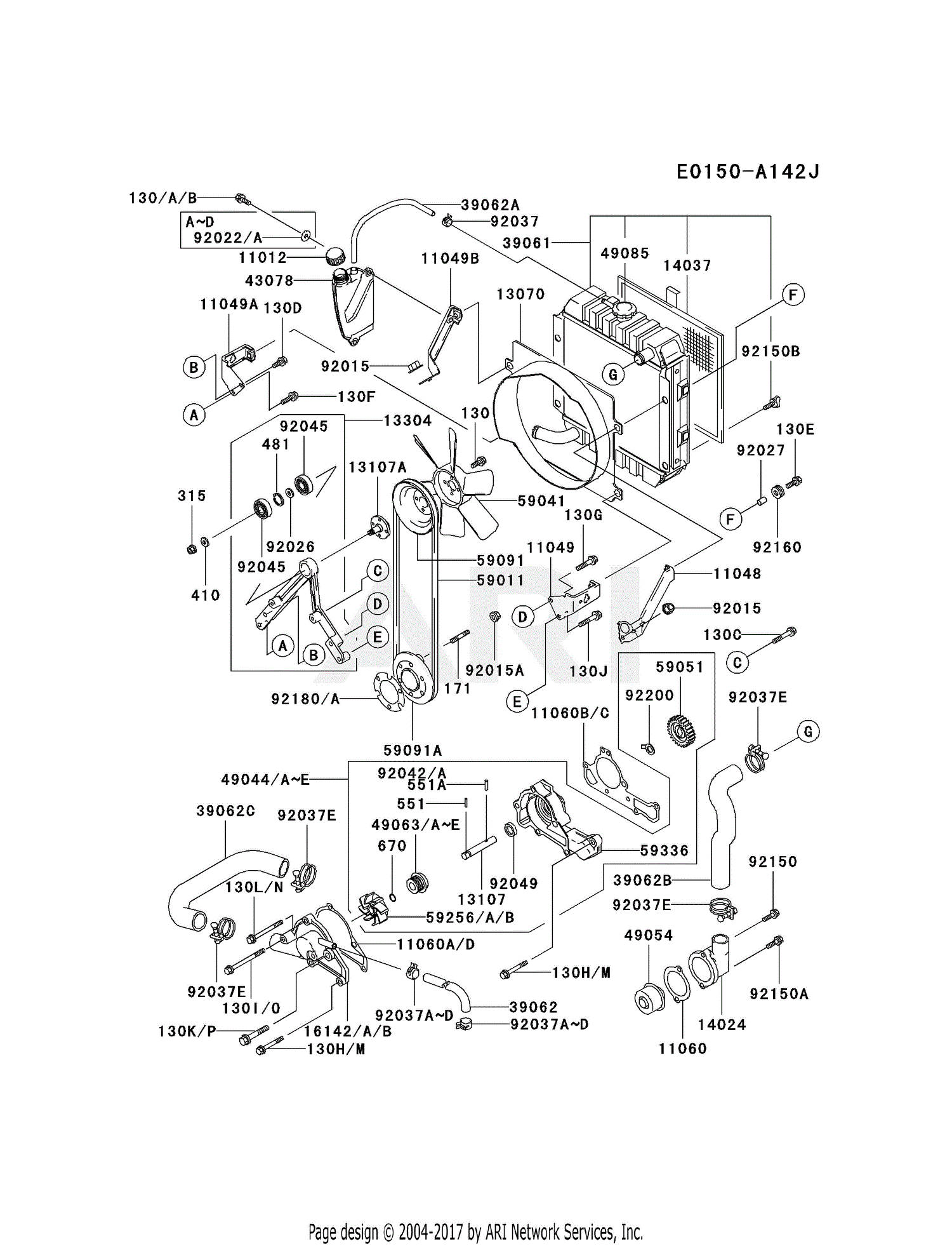 Kawasaki FD620D-DS13 4 Stroke Engine FD620D Parts Diagram for COOLING