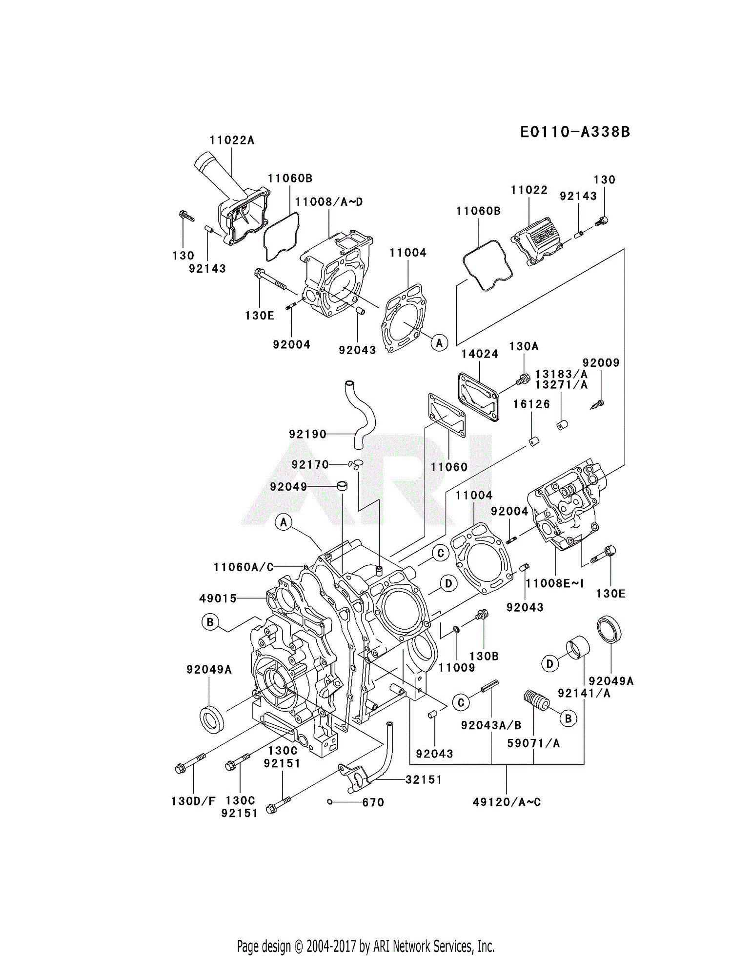 Kawasaki FD620D-DS17 4 Stroke Engine FD620D Parts Diagram for CYLINDER