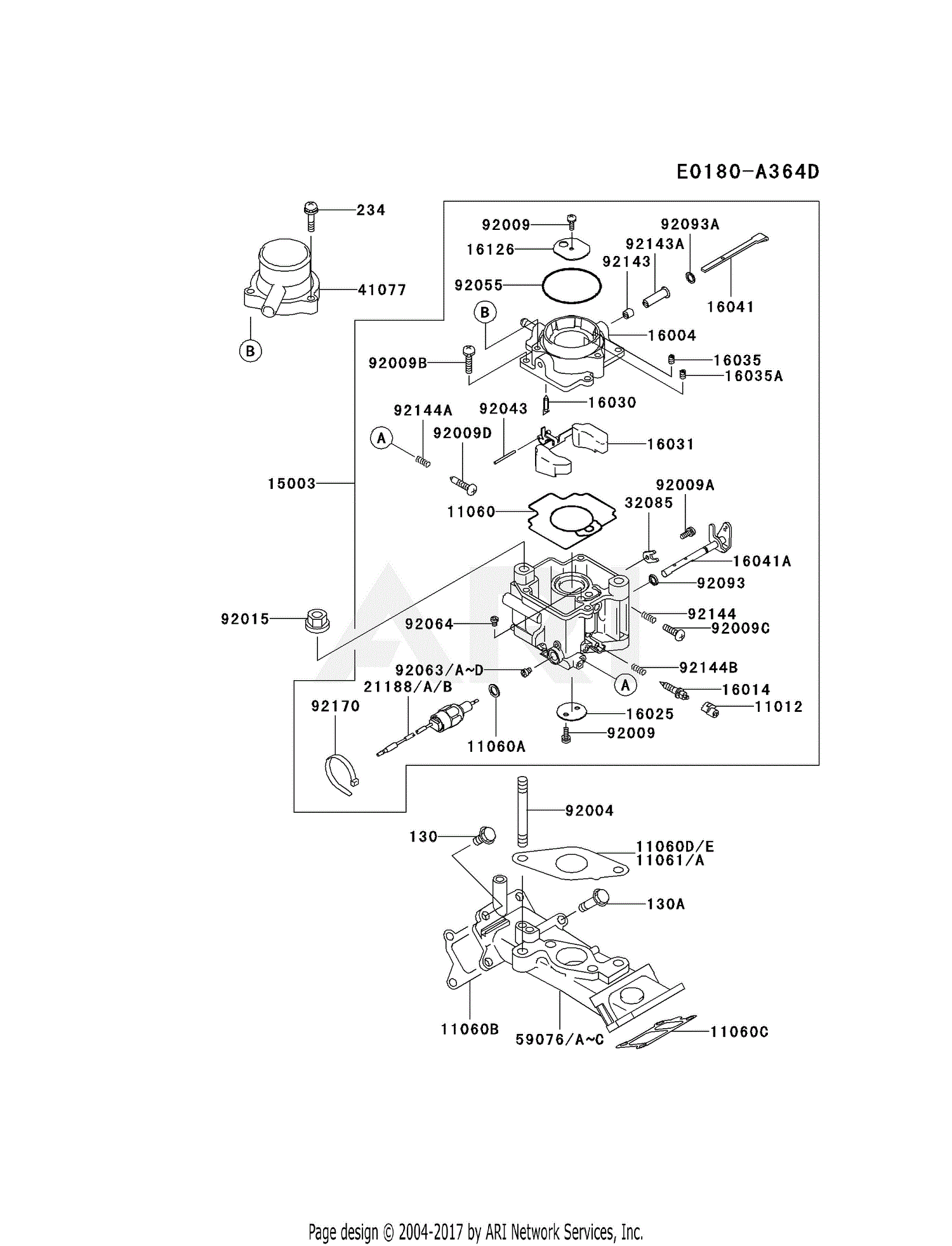 Kawasaki FD661D-AS03 4 Stroke Engine FD661D Parts Diagram for CARBURETOR