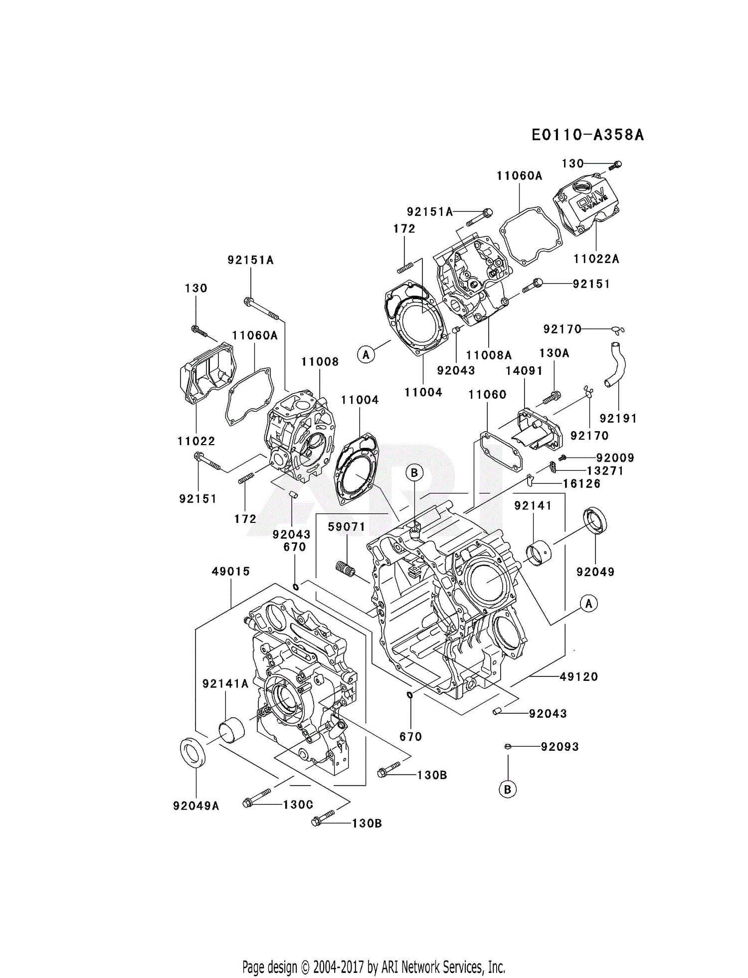 Kawasaki FD711D-AS00 4 Stroke Engine FD711D Parts Diagram for CYLINDER