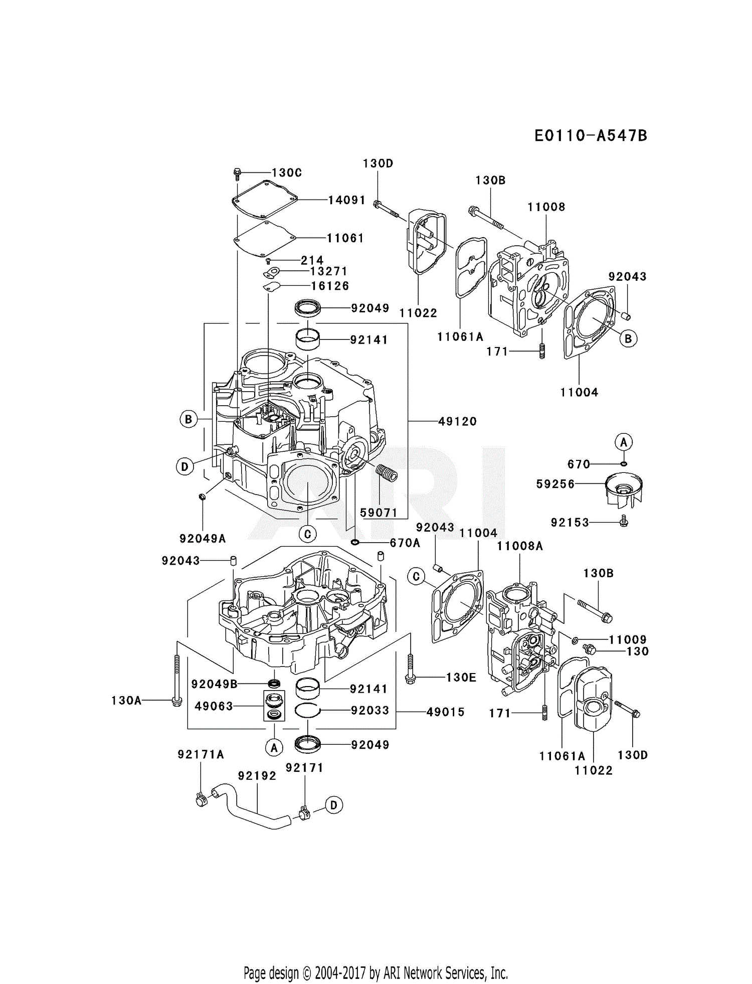 Kawasaki FD731V-AS06 4 Stroke Engine FD731V Parts Diagram for CYLINDER ...