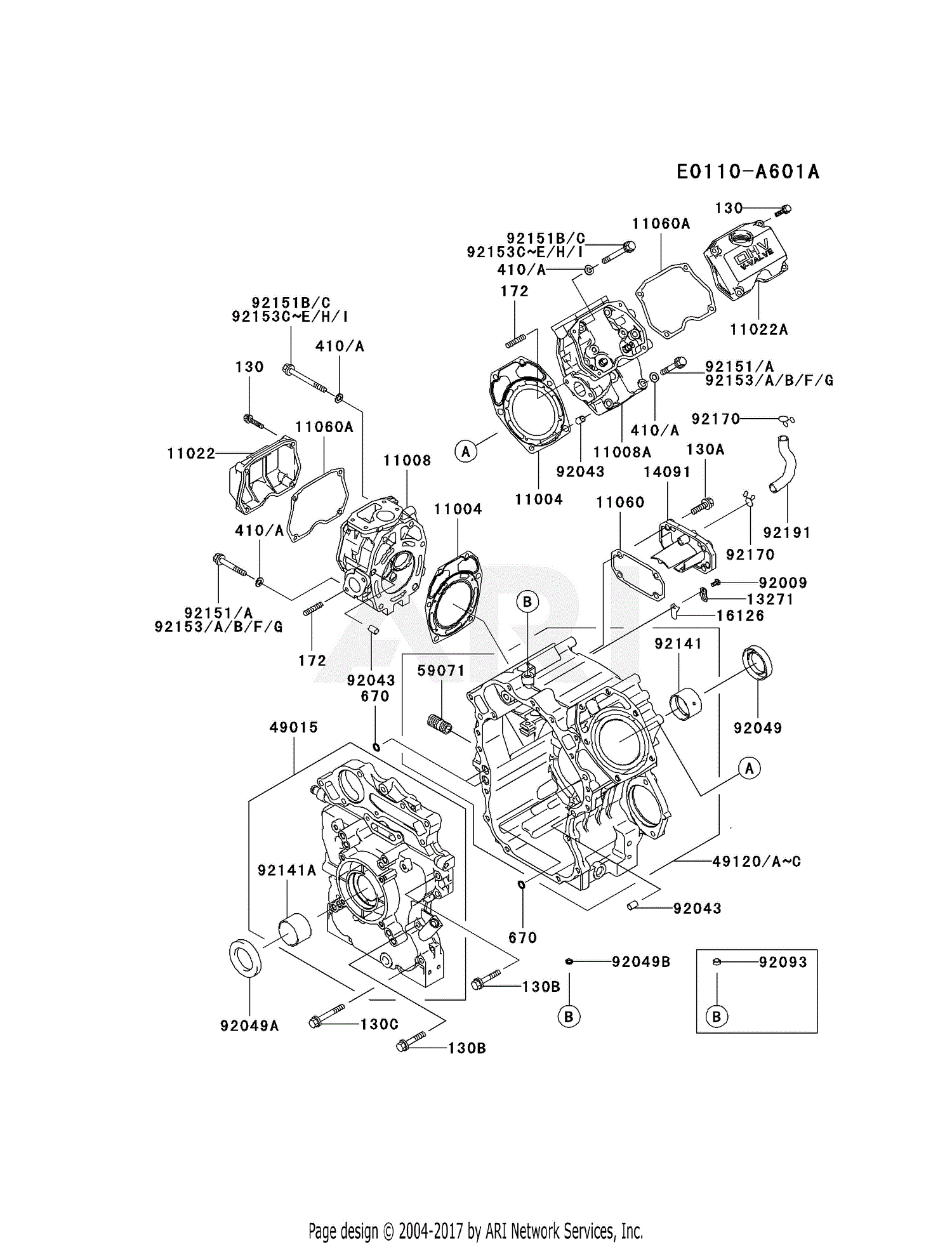 Kawasaki FD750D-AS03 4 Stroke Engine FD750D Parts Diagram for CYLINDER