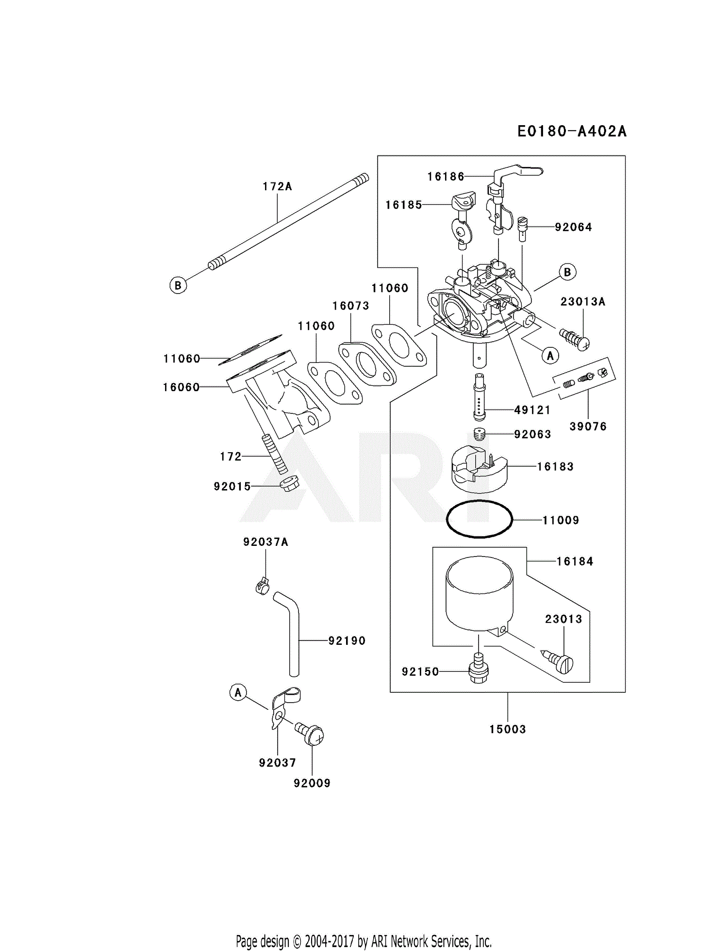 Kawasaki FE120G-JS00 4 Stroke Engine FE120G Parts Diagram for CARBURETOR