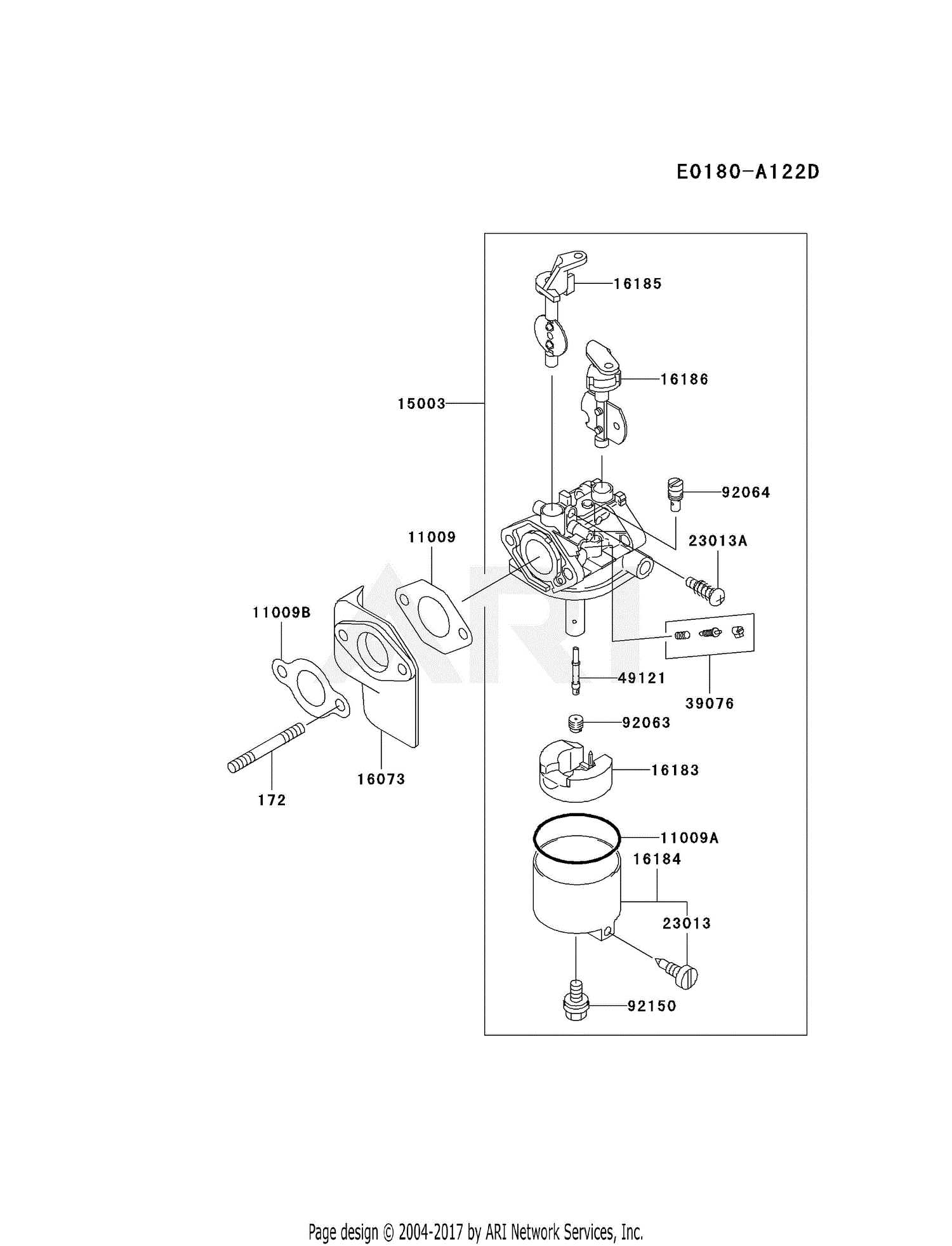 Kawasaki FE290D-AS16 4 Stroke Engine FE290D Parts Diagram for CARBURETOR