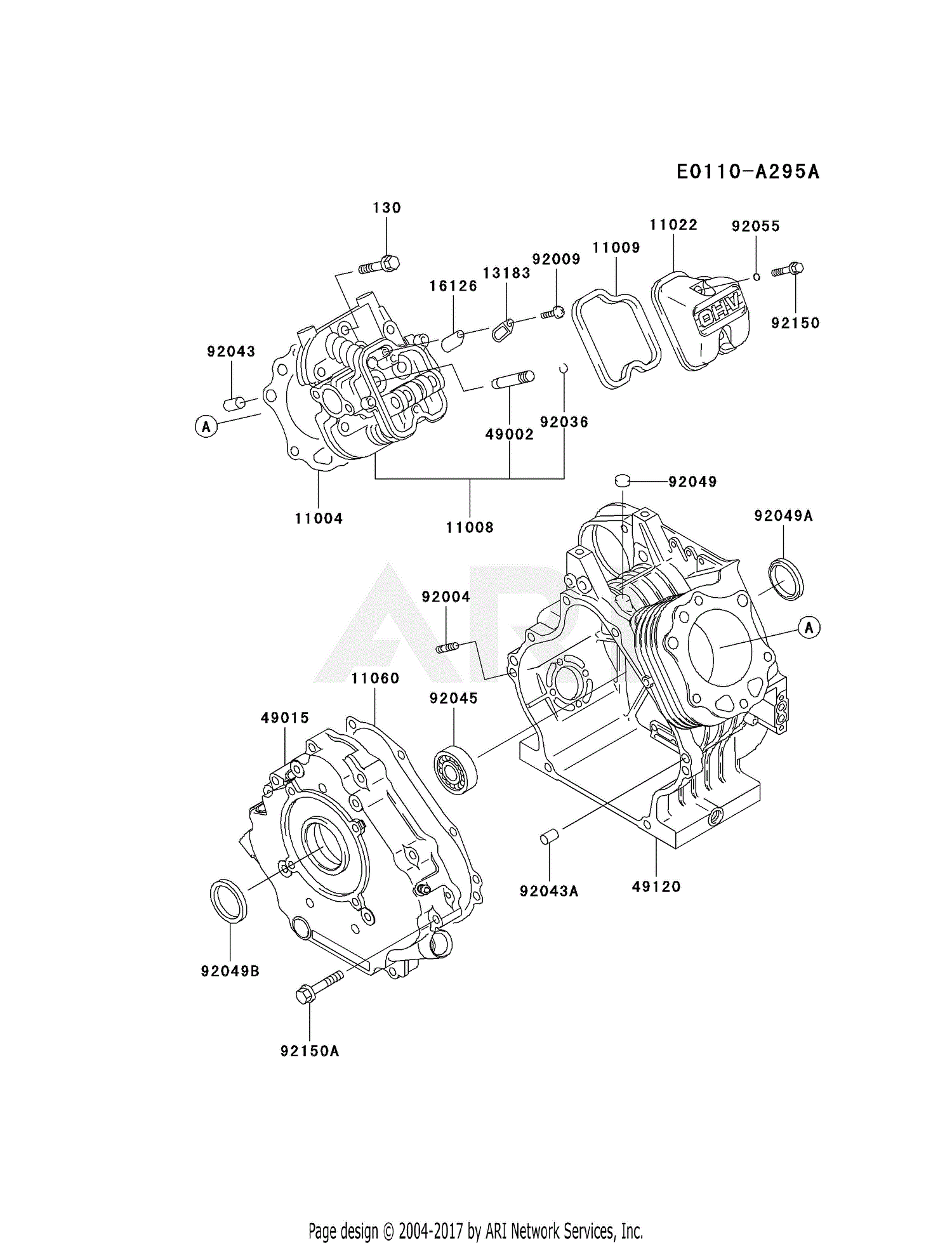 Kawasaki FE290D-AS23 4 Stroke Engine FE290D Parts Diagram for CYLINDER ...