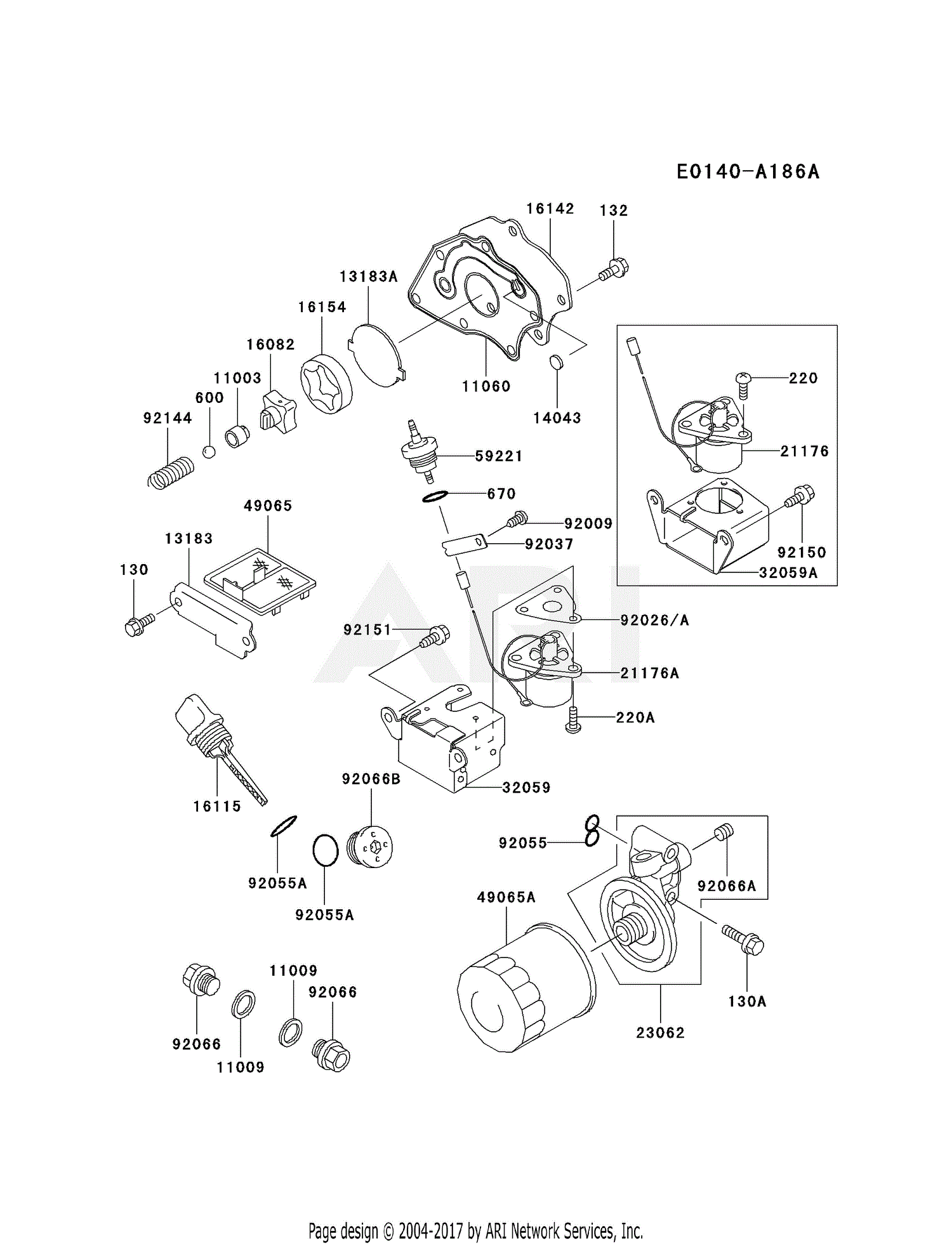  Kawasaki  FE350D AS14 4 Stroke Engine  FE350D Parts Diagram 