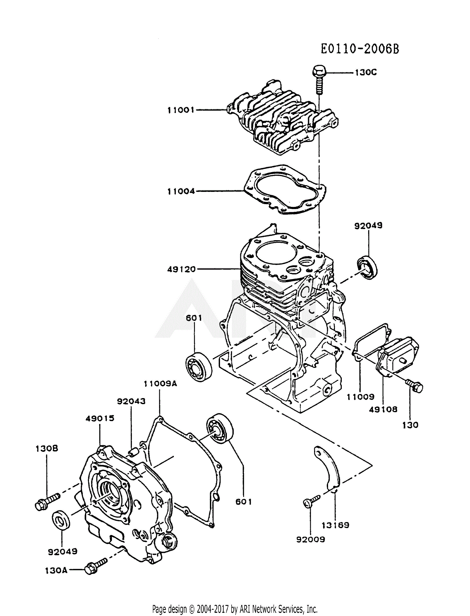 Kawasaki FG150D-AS01 4 Stroke Engine FG150D Parts Diagram for CYLINDER ...