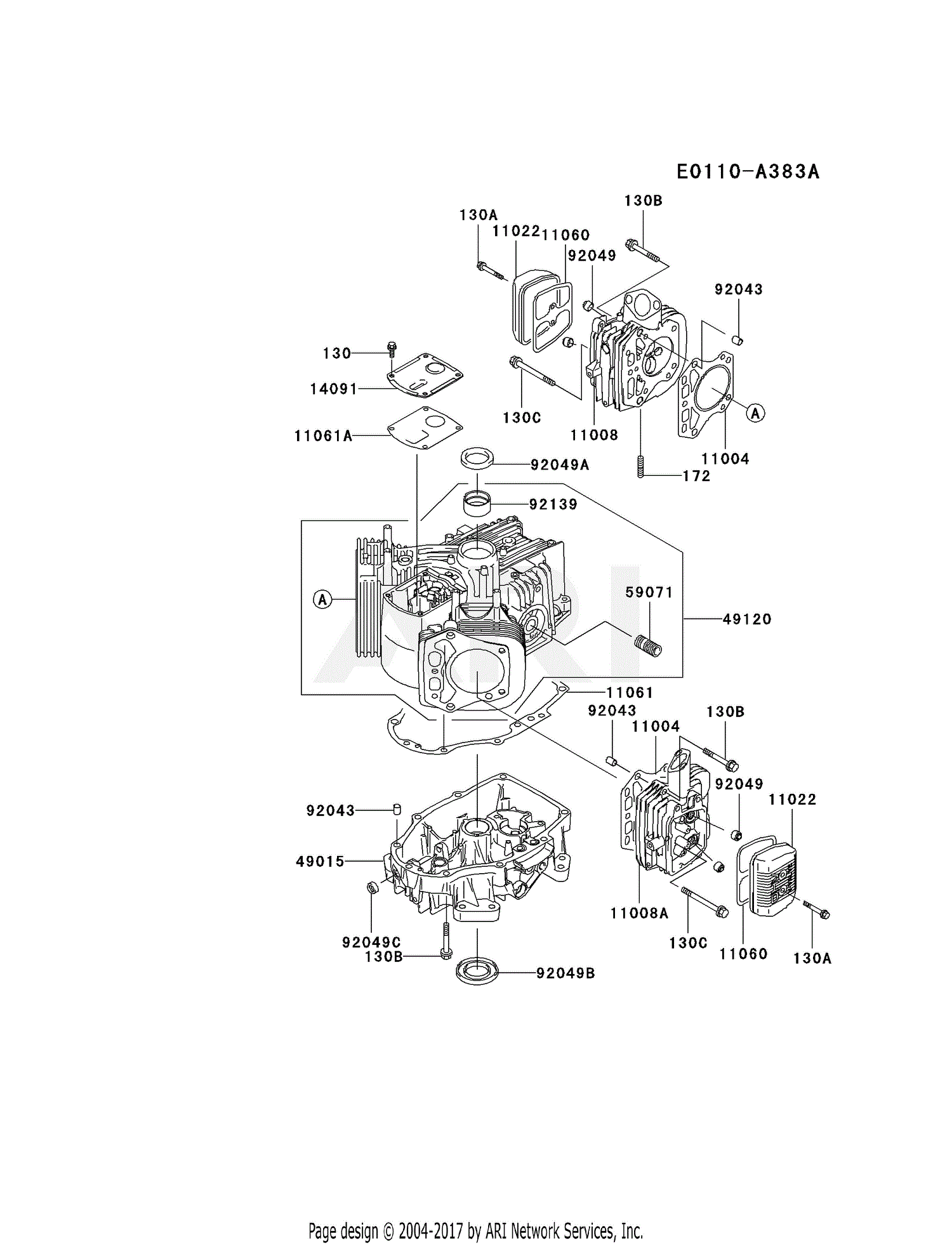 Kawasaki FH430V-AS04 4 Stroke Engine FH430V Parts Diagram for CYLINDER