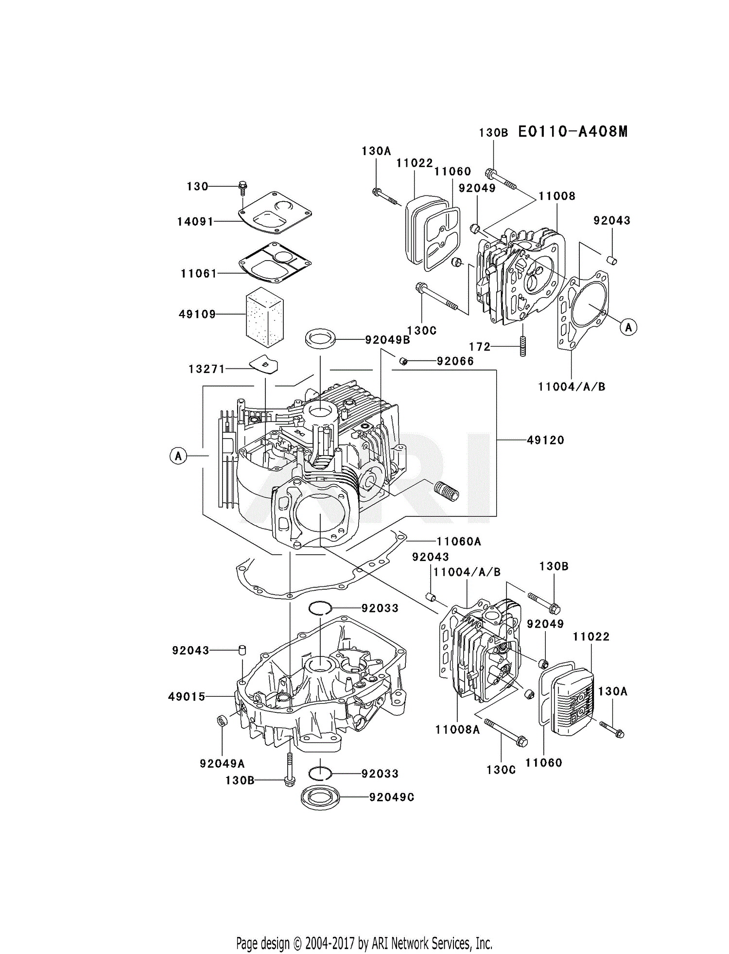 Kawasaki FH541V-AS04 4 Stroke Engine FH541V Parts Diagram for CYLINDER