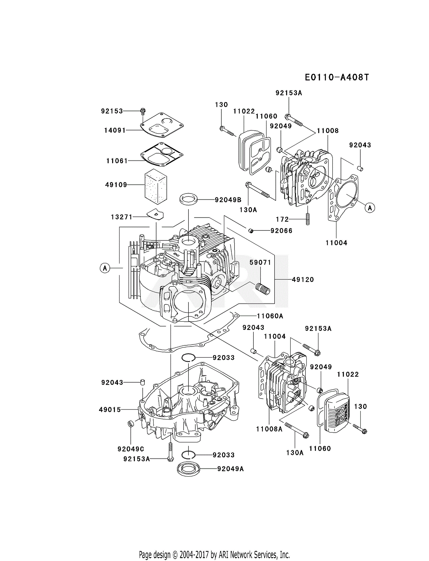 Kawasaki FH541V-ES21 4 Stroke Engine FH541V Parts Diagram for CYLINDER ...