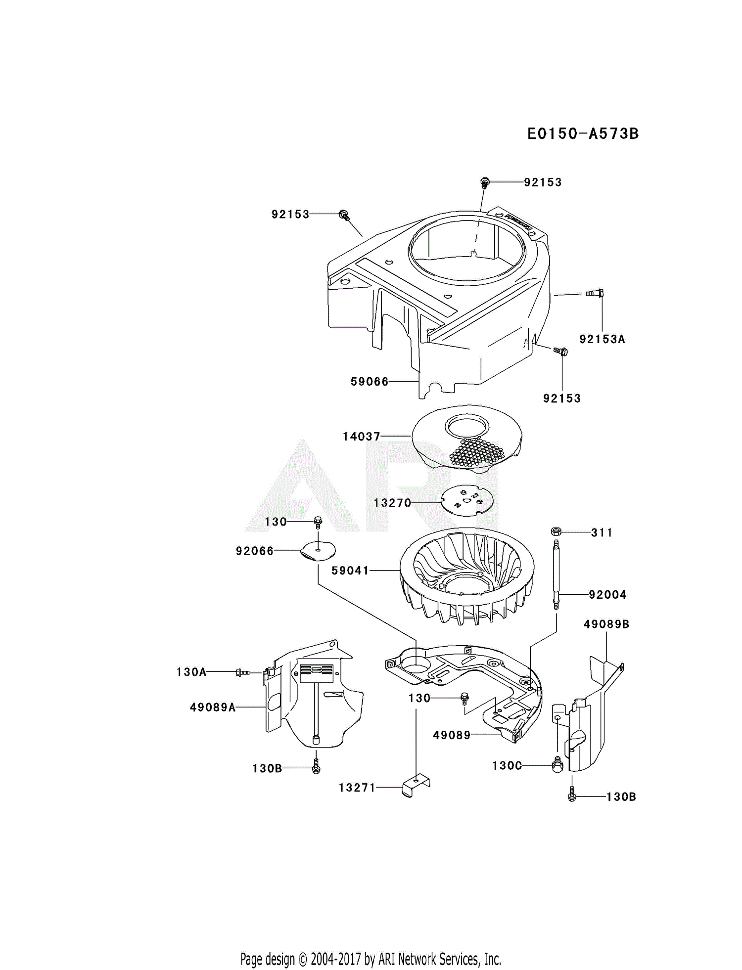 Kawasaki FH580V-AS22 4 Stroke Engine FH580V Parts Diagram for COOLING