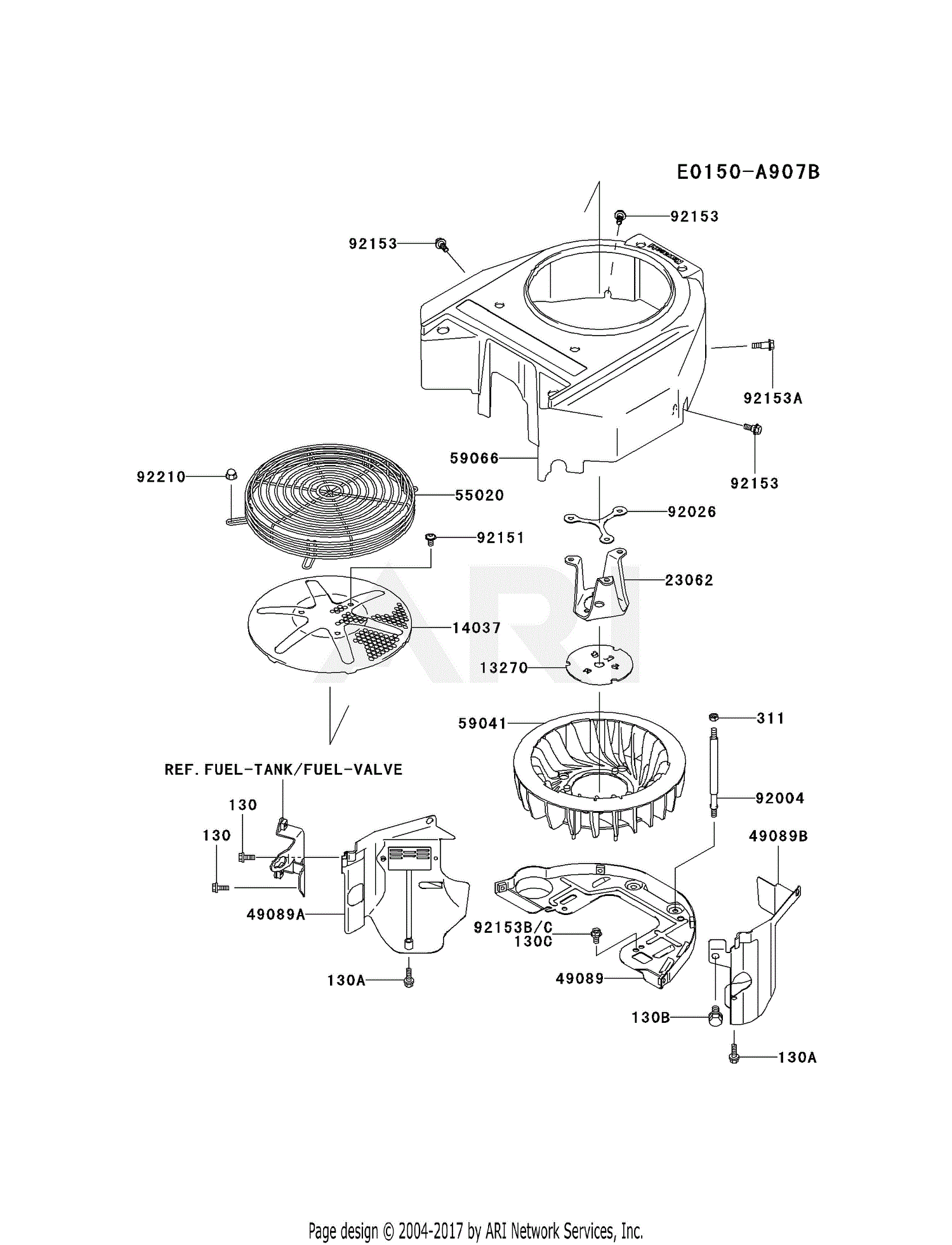 Kawasaki FH580V-AS39 4 Stroke Engine FH580V Parts Diagram for COOLING ...