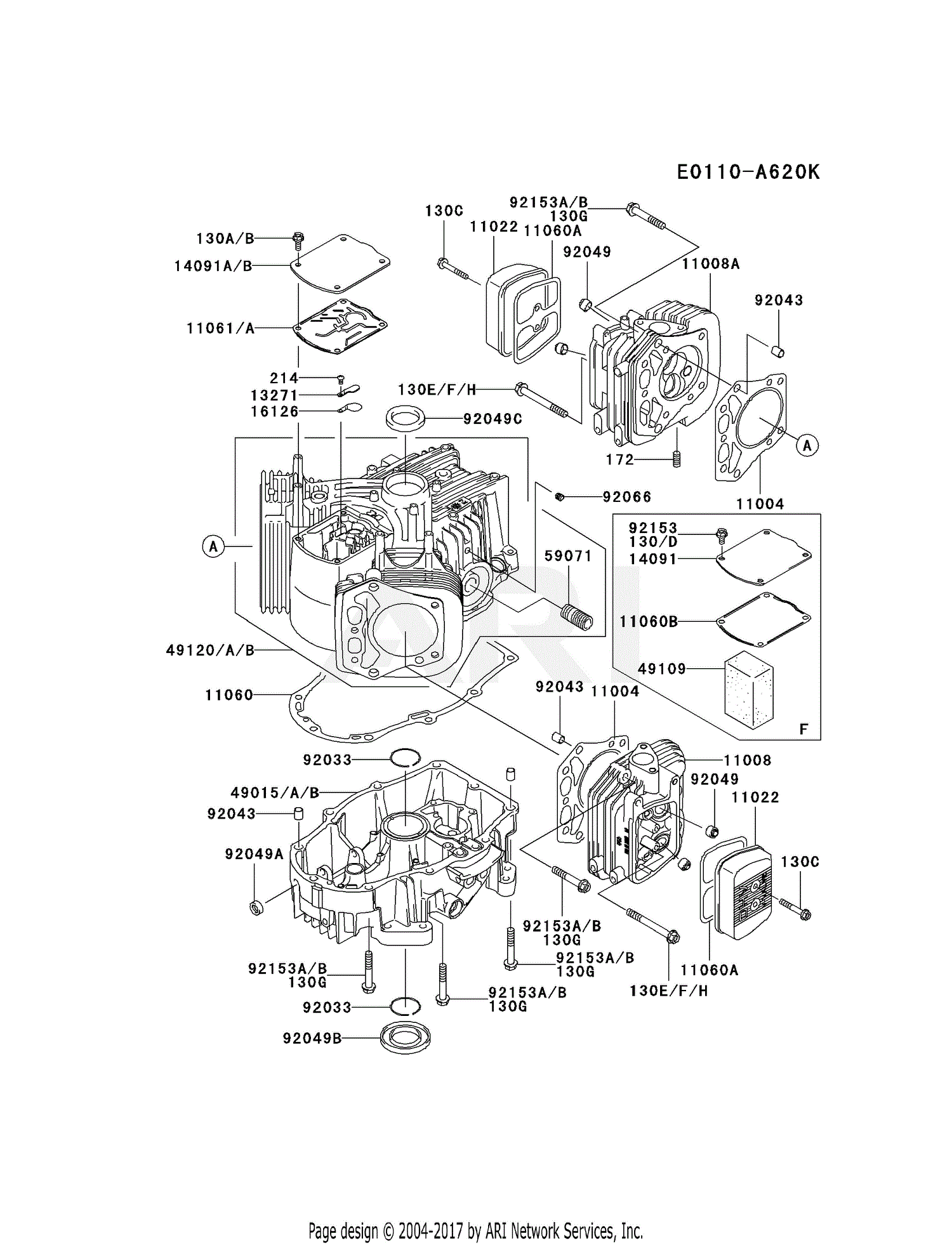 Kawasaki FH601V-GS01 4 Stroke Engine FH601V Parts Diagram for CYLINDER