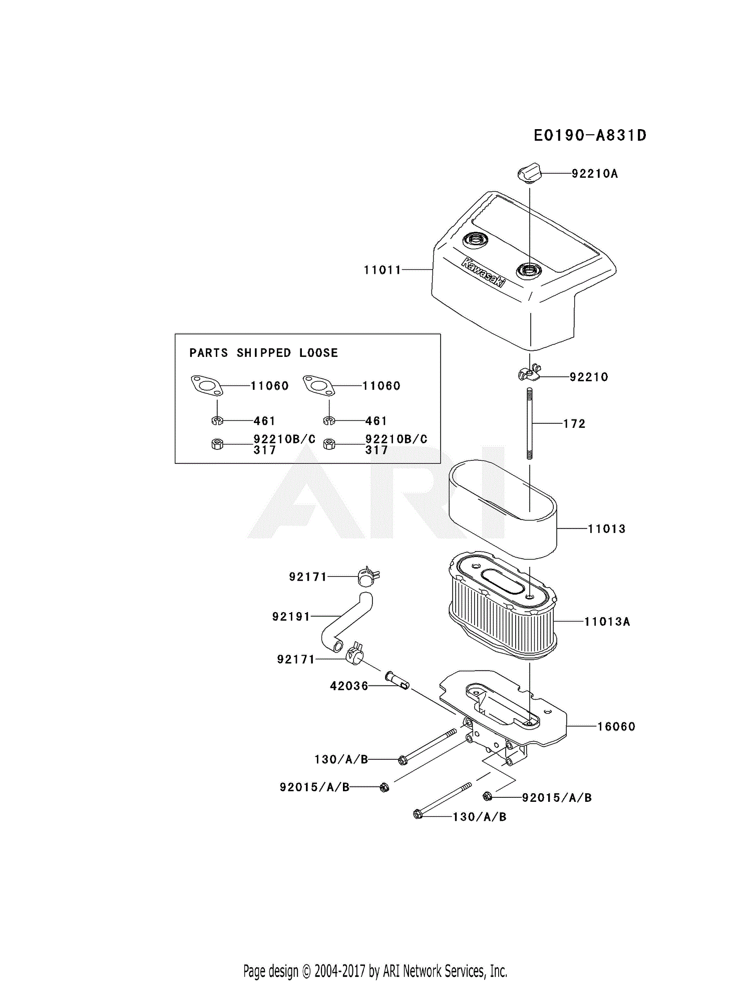 Kawasaki FH661V-AS05 4 Stroke Engine FH661V Parts Diagram AIR-FILTER/MUFFLER