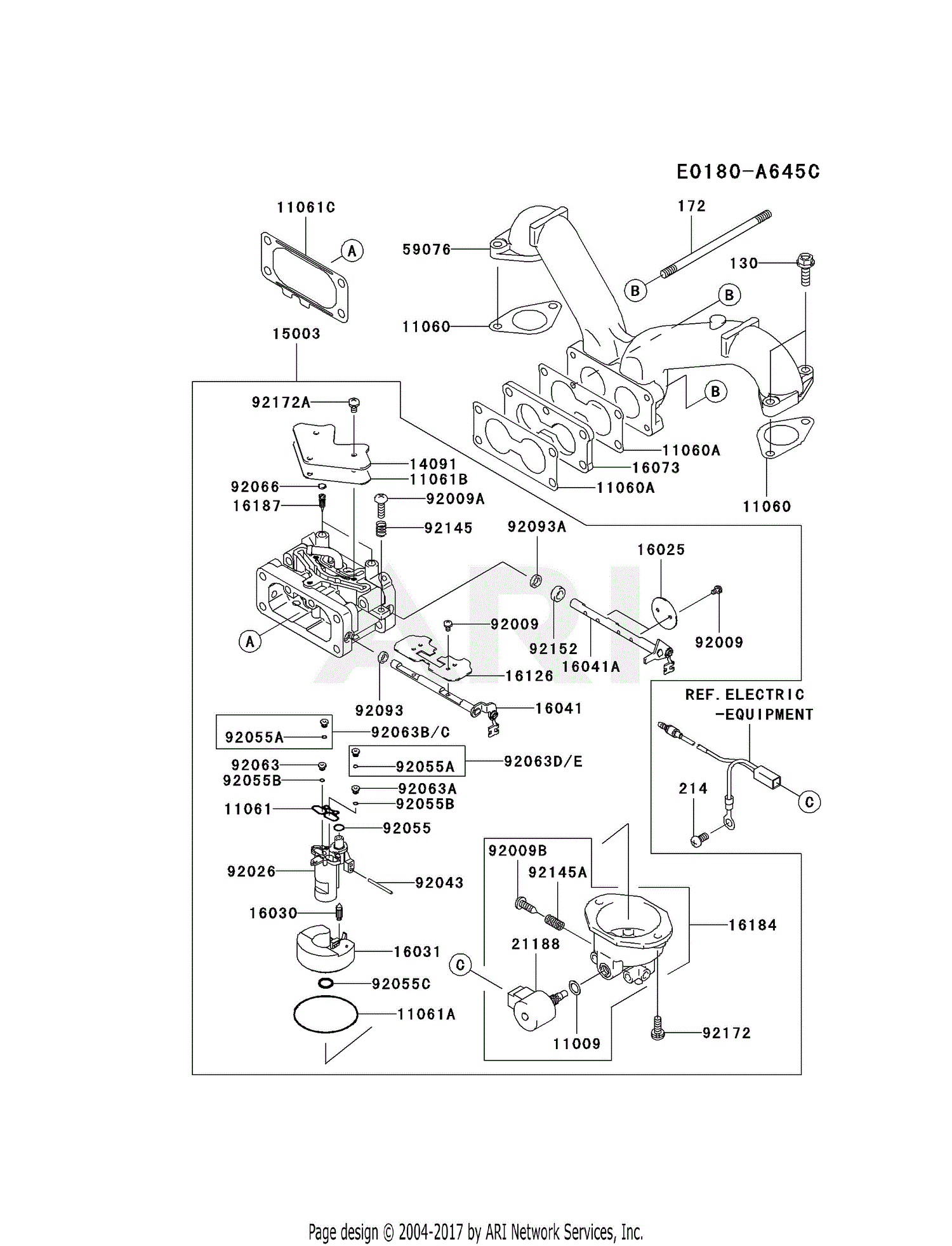 Kawasaki FH680V-AS37 4 Stroke Engine FH680V Parts Diagram for CARBURETOR