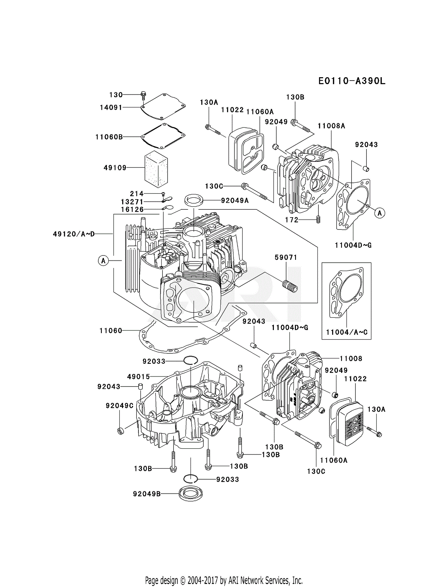 Kawasaki FH680V-BS10 4 Stroke Engine FH680V Parts Diagram for CYLINDER