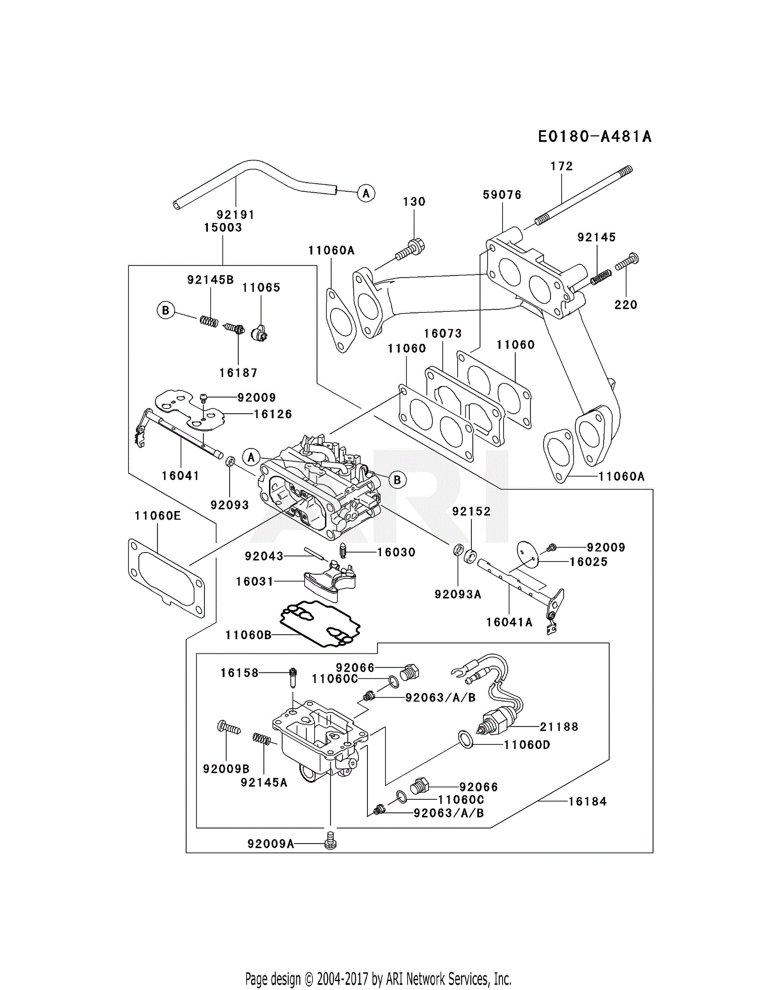 Kawasaki FH721D-AS01 4 Stroke Engine FH721D Parts Diagram for CARBURETOR