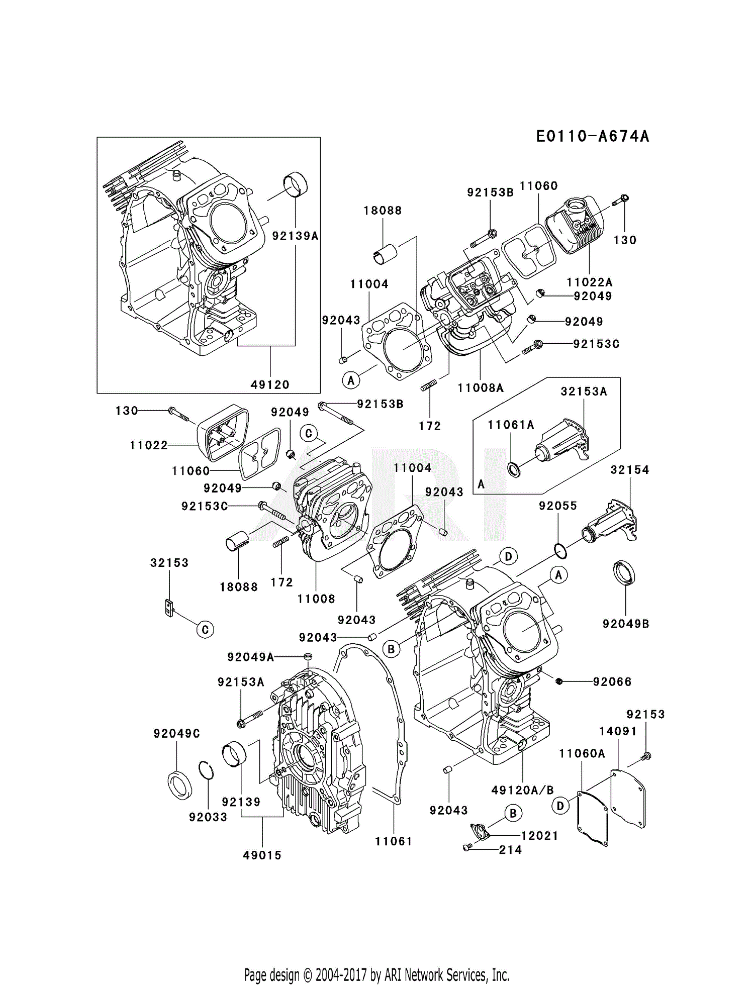 Kawasaki FH770D-BS05 4 Stroke Engine FH770D Parts Diagram for CYLINDER