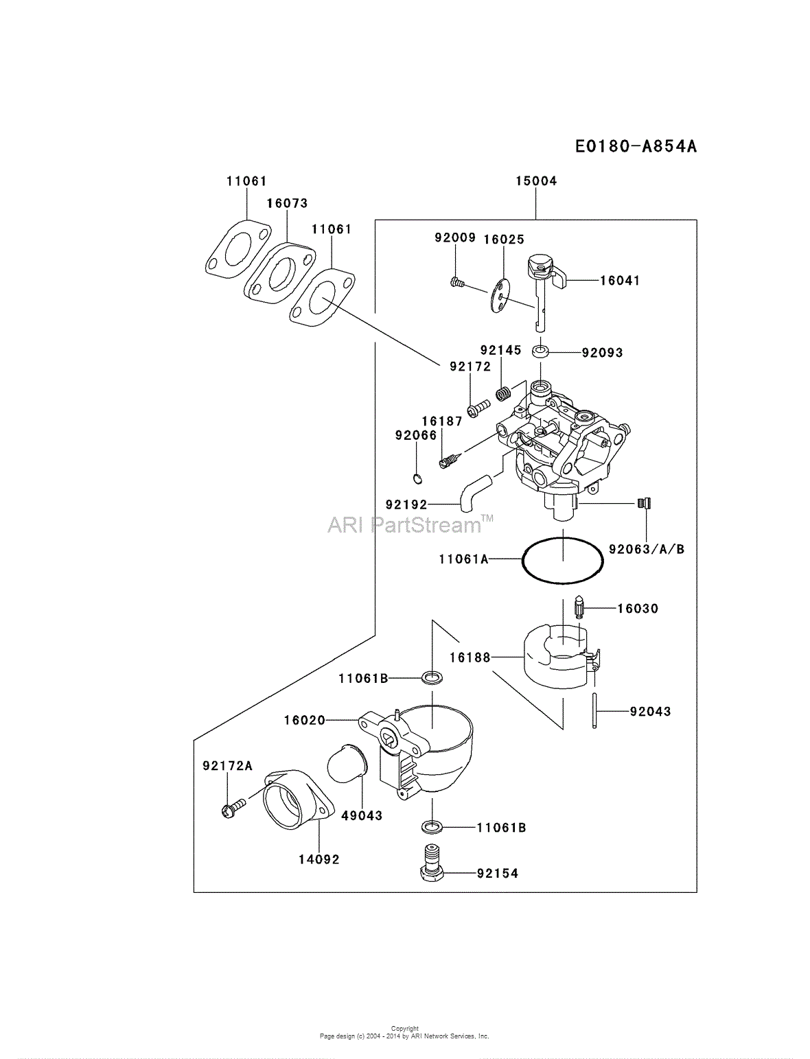 Kawasaki FJ180V-AM00 4 Stroke Engine FJ180V Parts Diagram for CARBURETOR