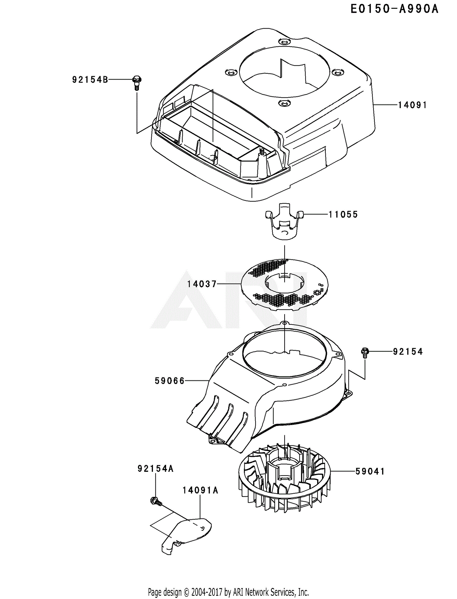 Kawasaki FJ180V-AM00 4 Stroke Engine FJ180V Parts Diagram for COOLING ...