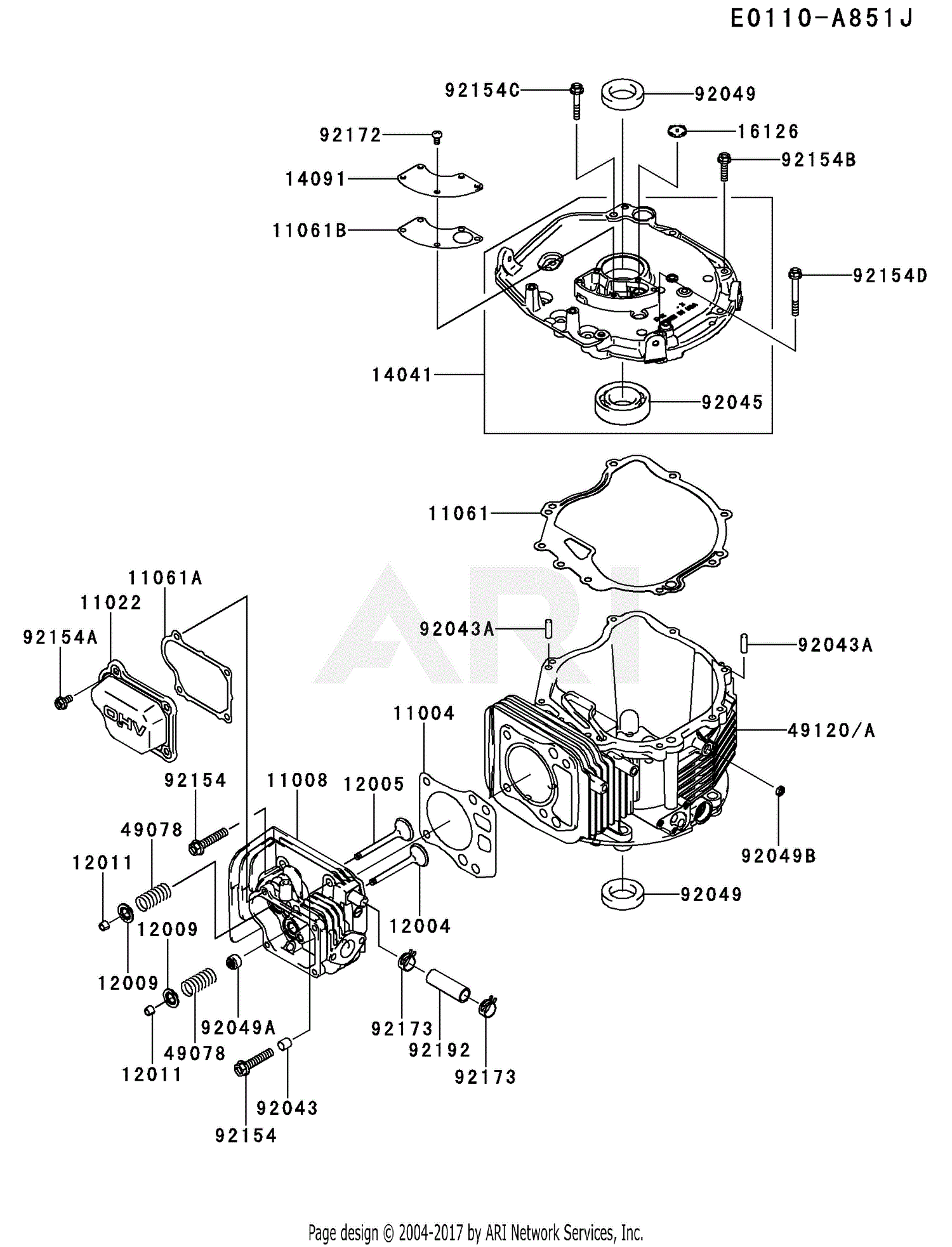 Kawasaki FJ180V-AM25 4 Stroke Engine FJ180V Parts Diagram for CYLINDER