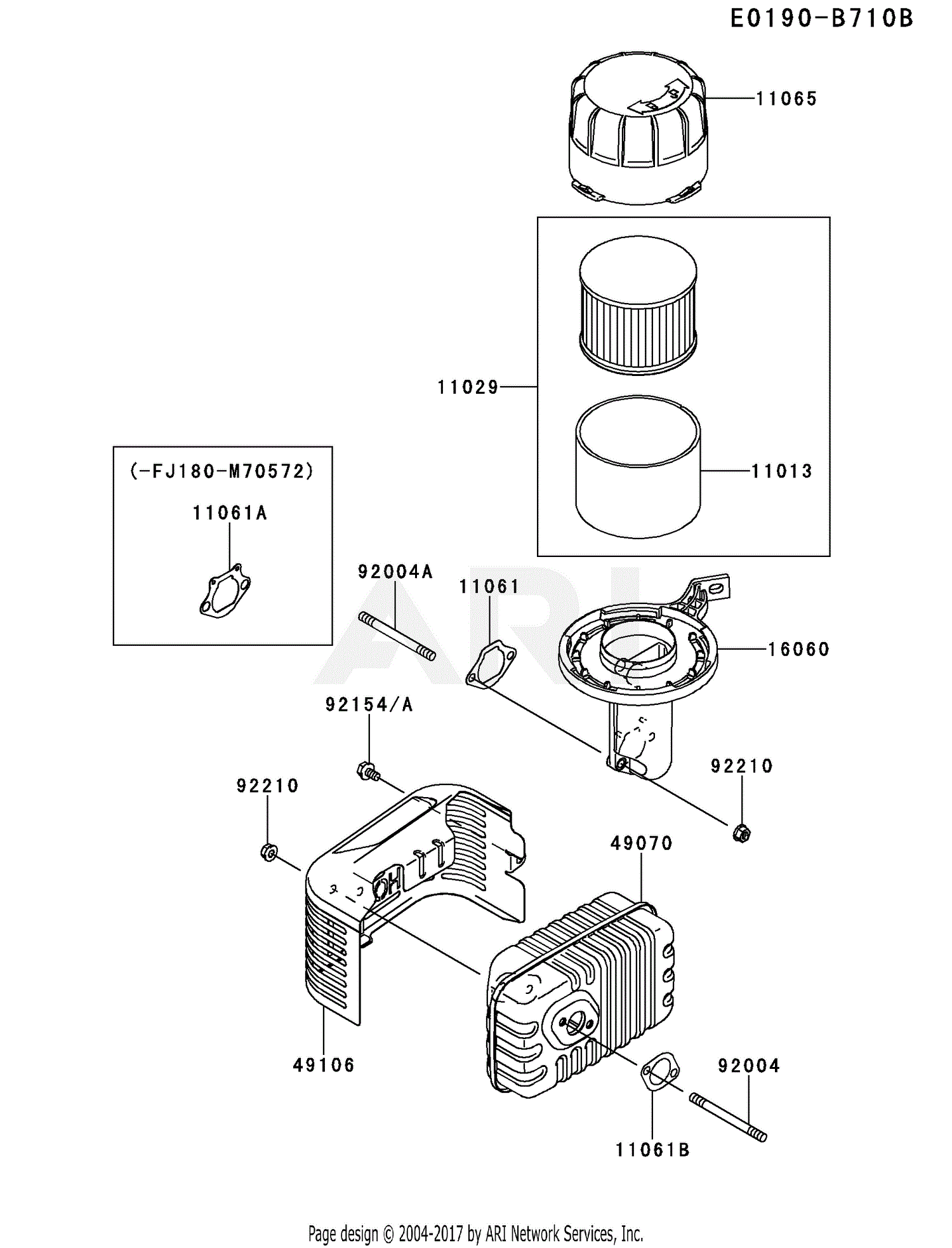 Kawasaki FJ180V-CM22 4 Stroke Engine FJ180V Parts Diagrams