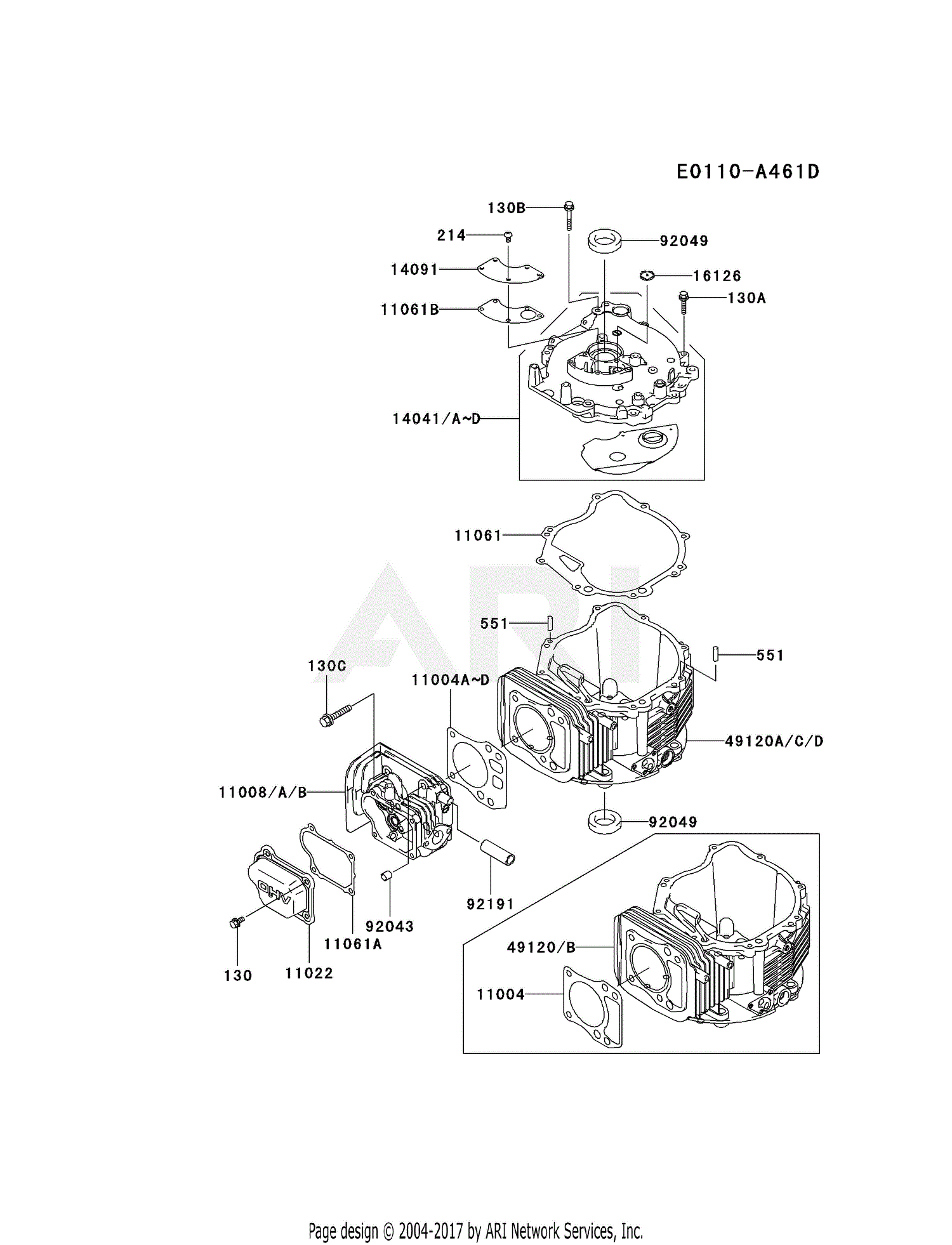 Kawasaki FJ180V-CS09 4 Stroke Engine FJ180V Parts Diagram for CYLINDER