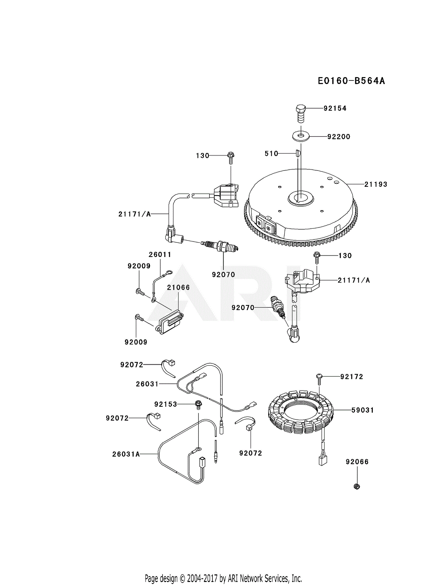 Kawasaki FR541V-BS00 4 Stroke Engine FR541V Parts Diagram for ELECTRIC