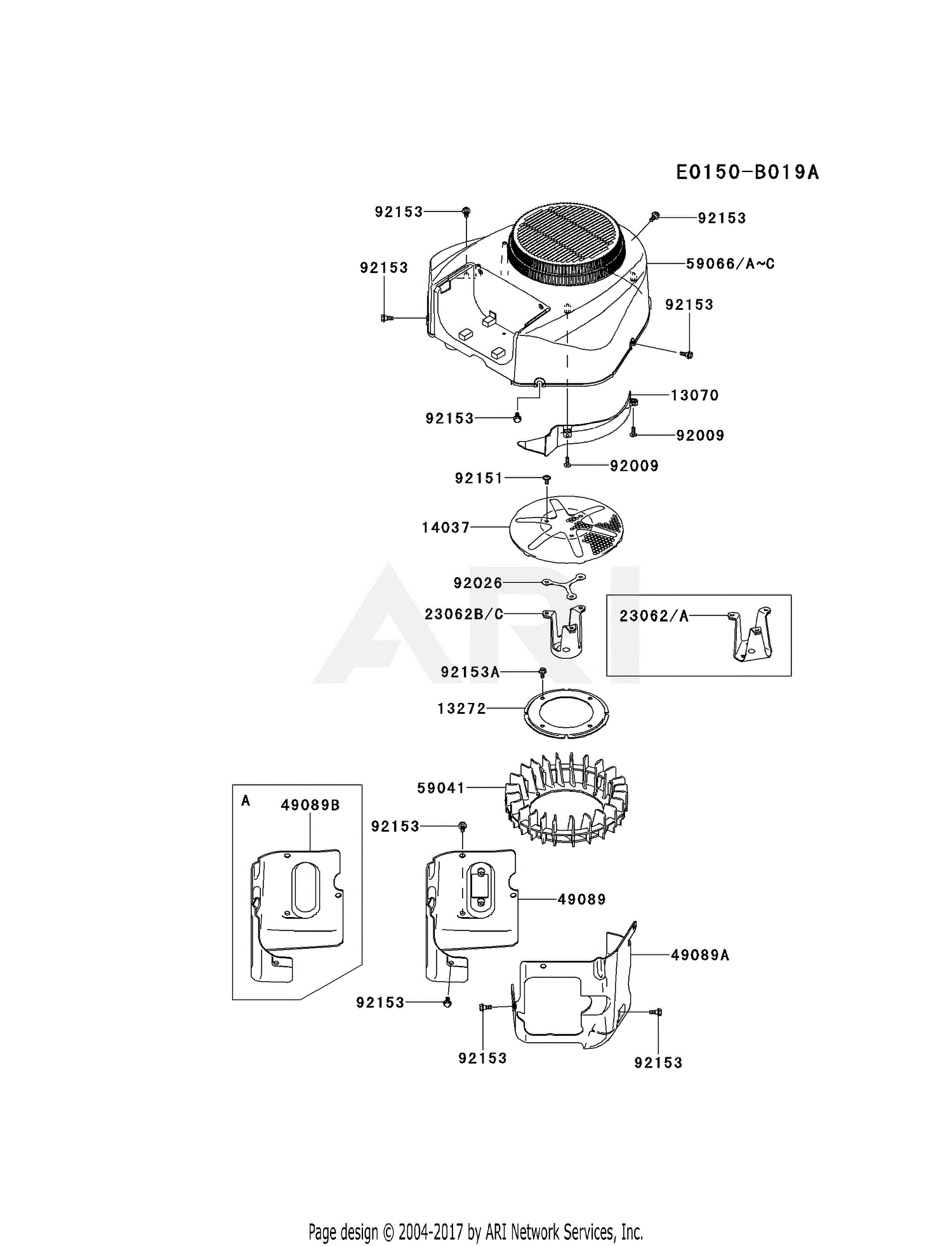 Kawasaki FR651V-AS00 4 Stroke Engine FR651V Parts Diagram for COOLING